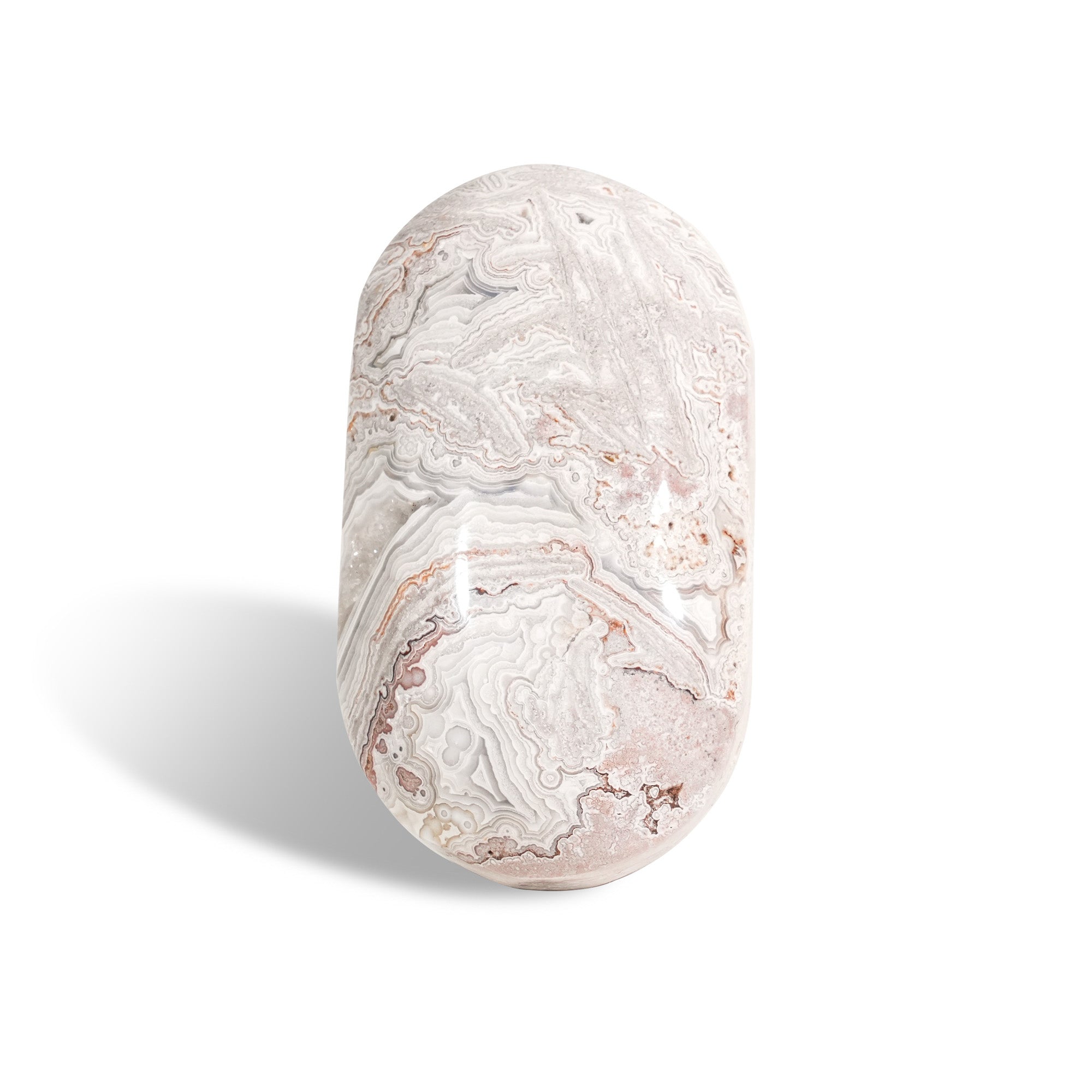 White Mexico Agate Palm Stone - helmsman - crystal