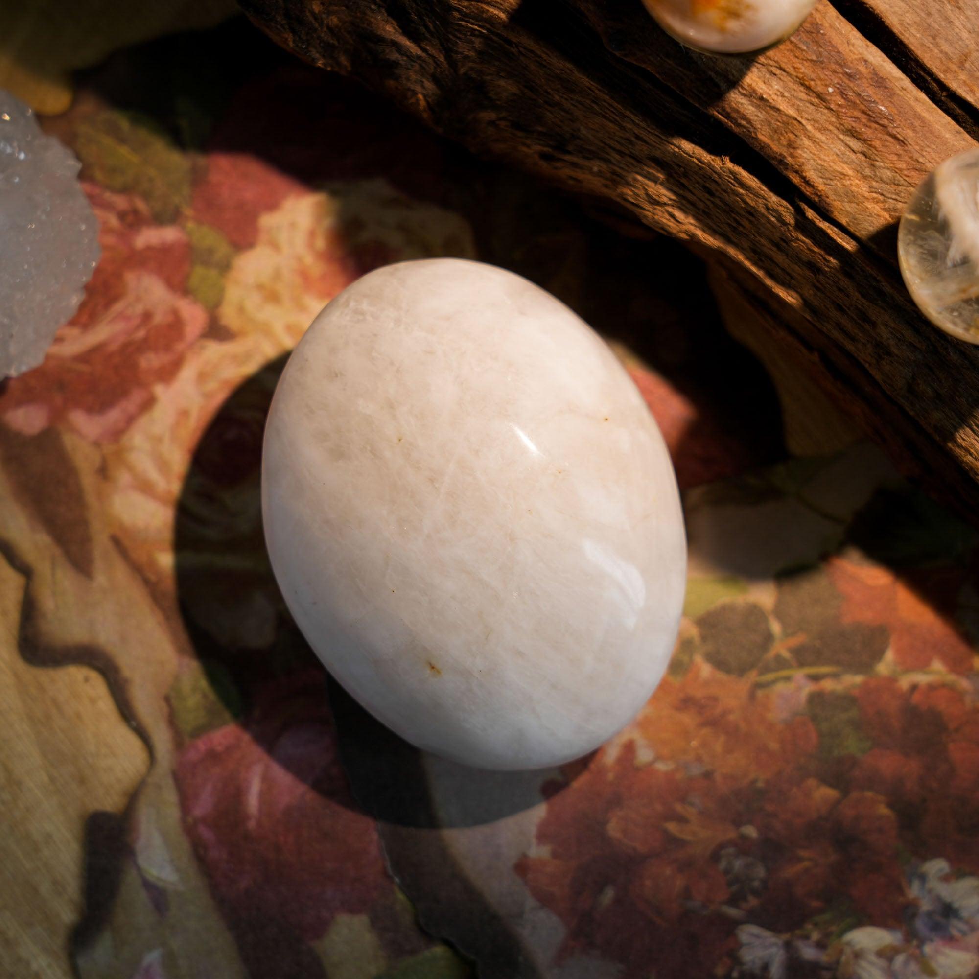 White Moonstone Palm Stone - helmsman - crystal