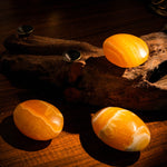 Yellow Calcite Palm Stone - helmsman - crystal