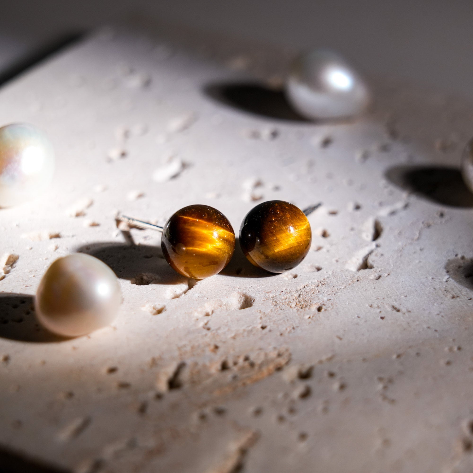 Yellow Tiger Eye Earrings - helmsman - crystal