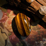 Yellow Tiger Eyes Stone Palm Stone - helmsman - crystal