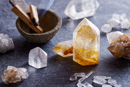 Healing crystal with a natural, raw form, radiating soothing energy and vibrant colors, perfect for emotional and spiritual healing.