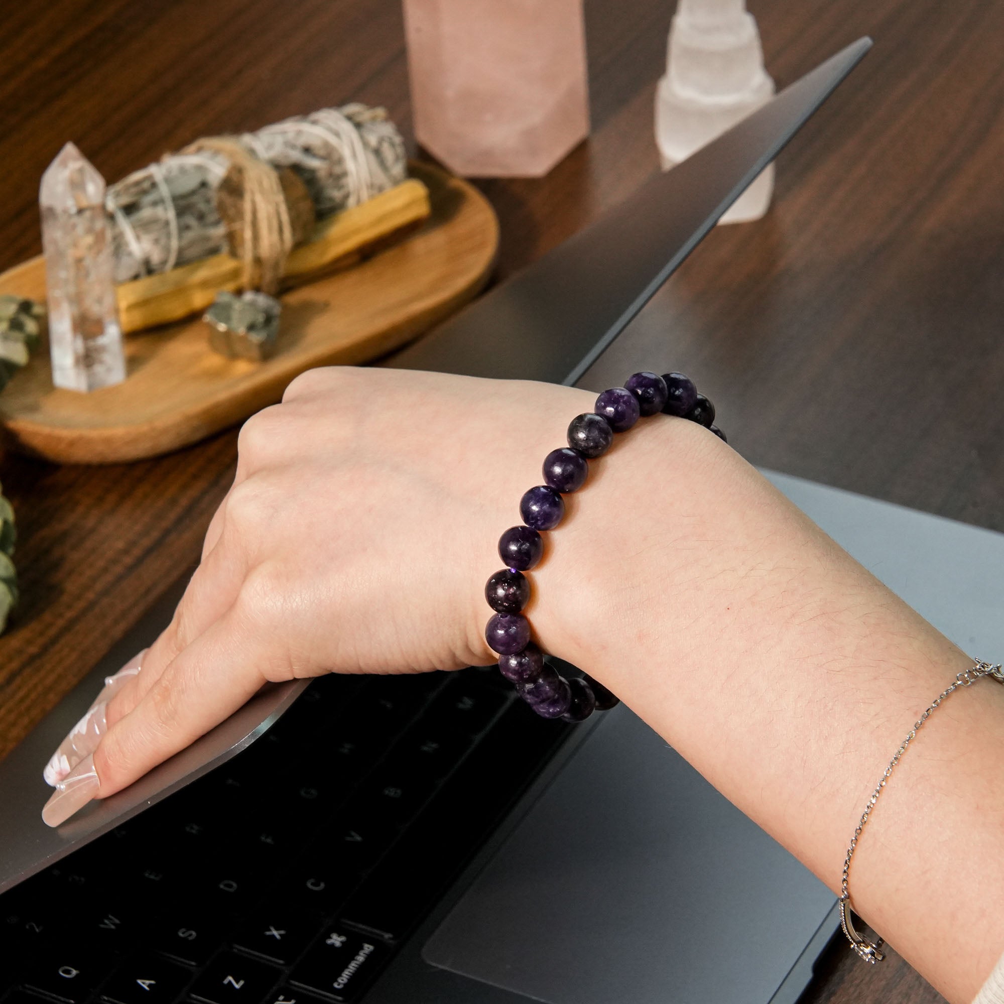 Lepidolite Bracelet-helmsman crystal-healing energy crystal