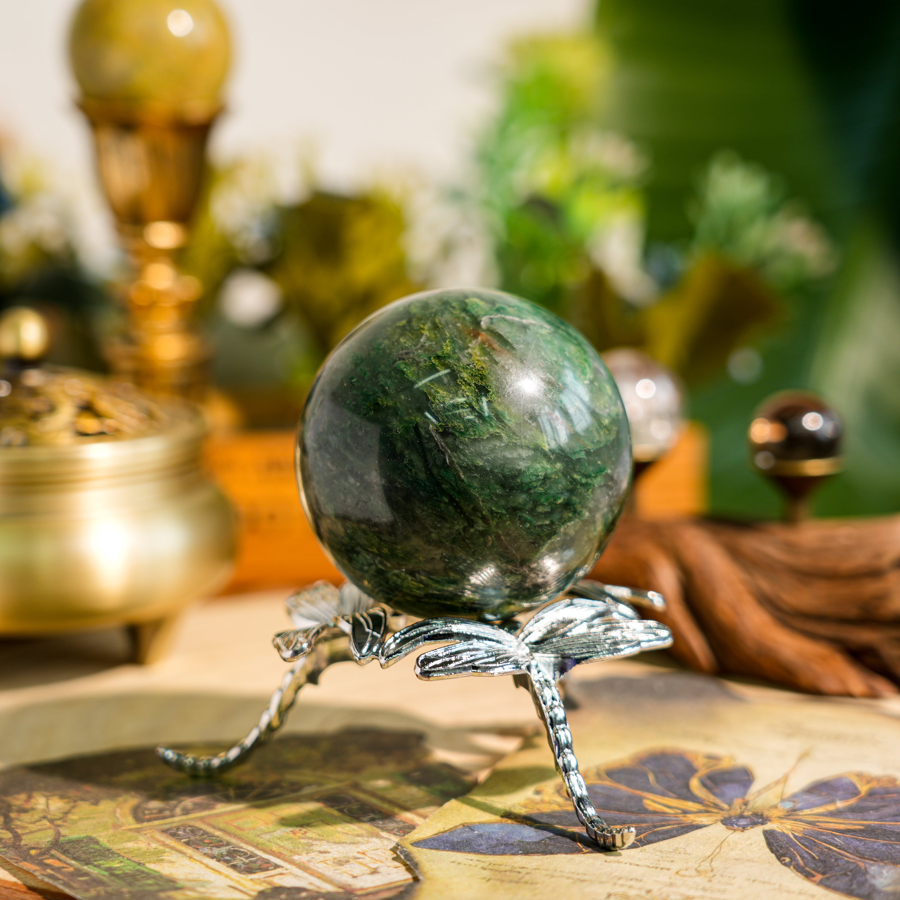 African Jade Sphere-Helmsman Crystal