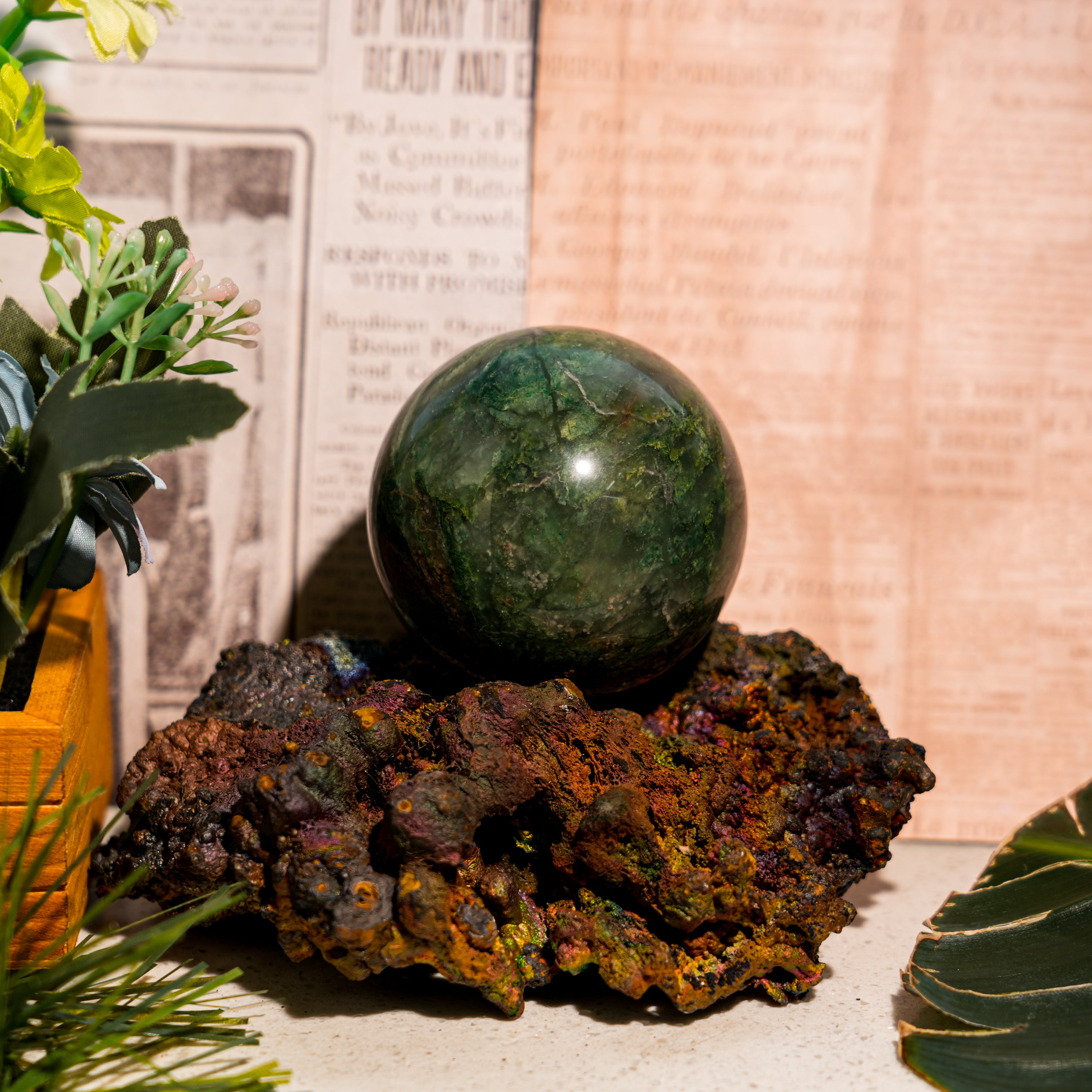 African Jade Sphere-Helmsman Crystal