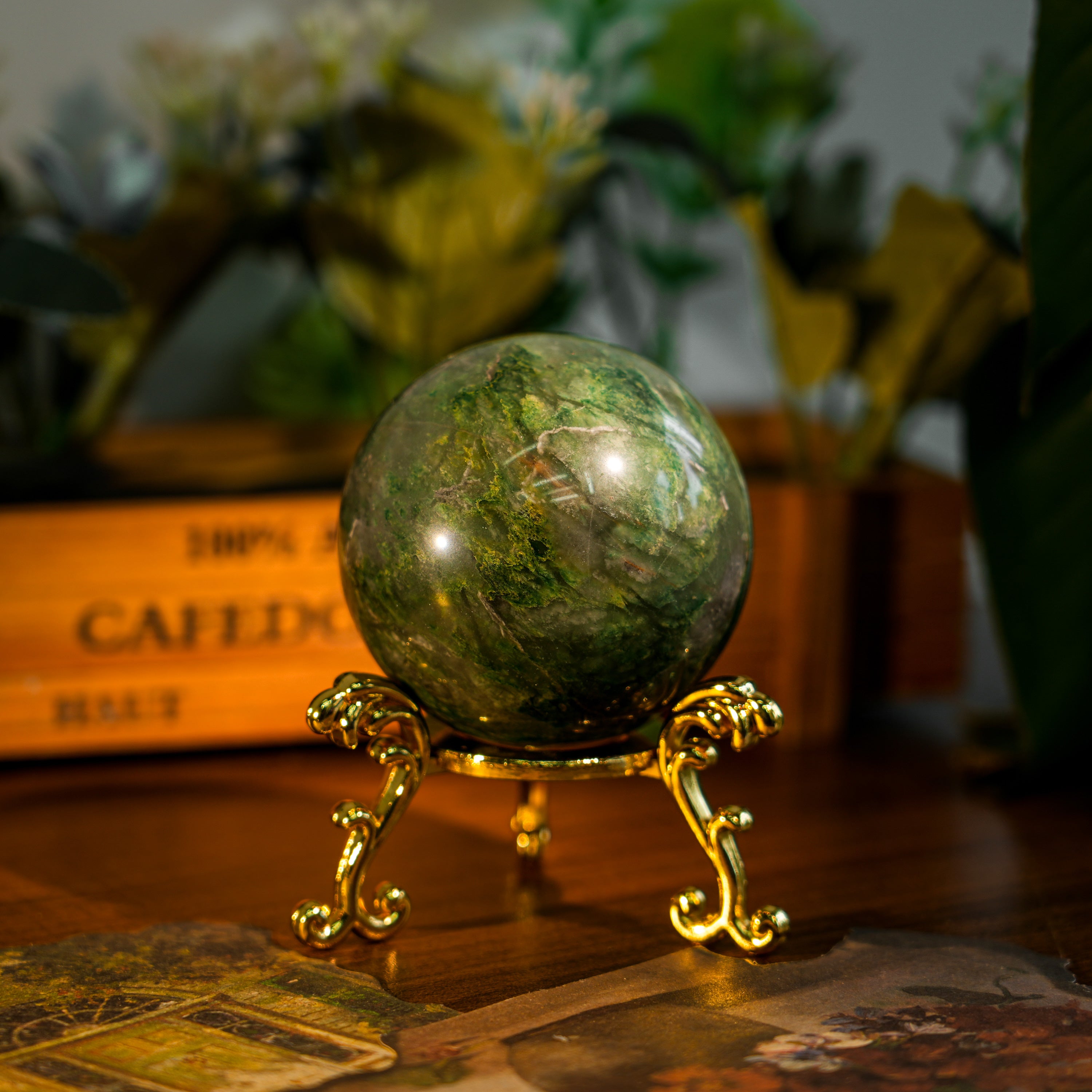 African Jade Sphere-Helmsman Crystal
