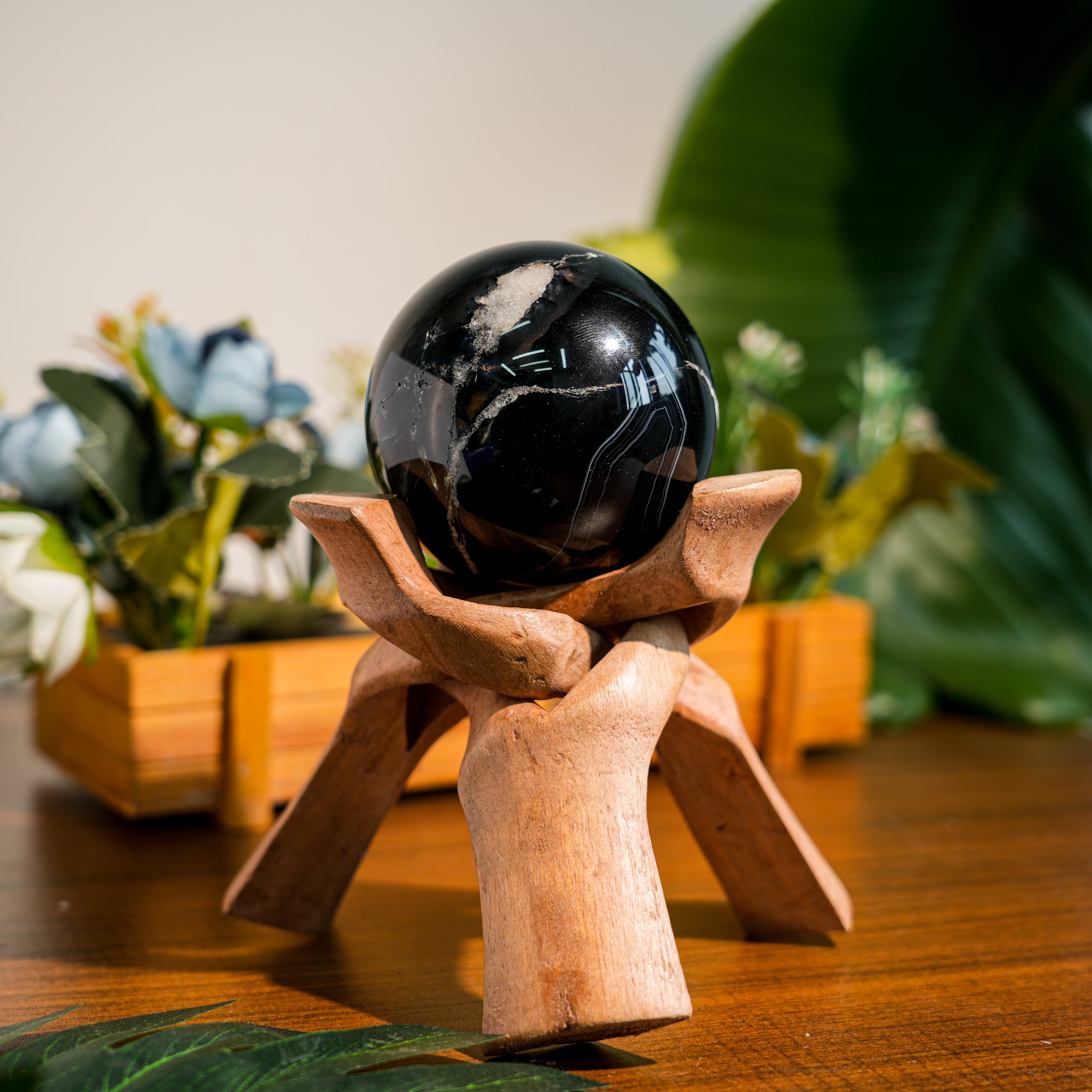 Black Onyx Sphere-Helmsman Crystal
