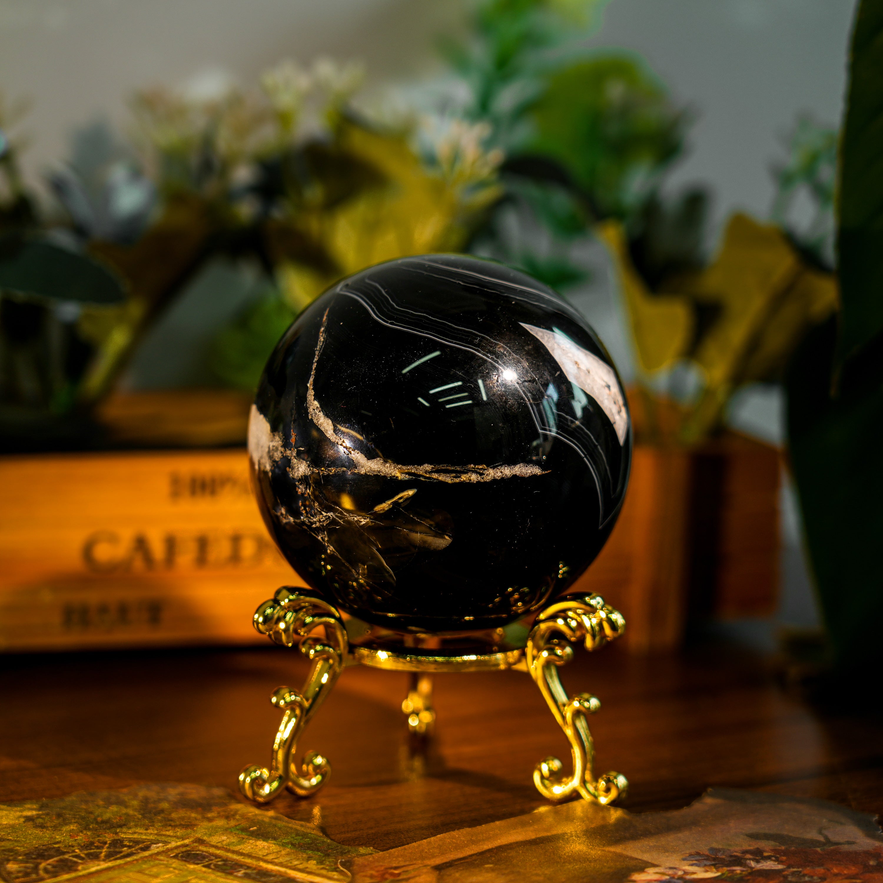 Black Onyx Sphere-Helmsman Crystal