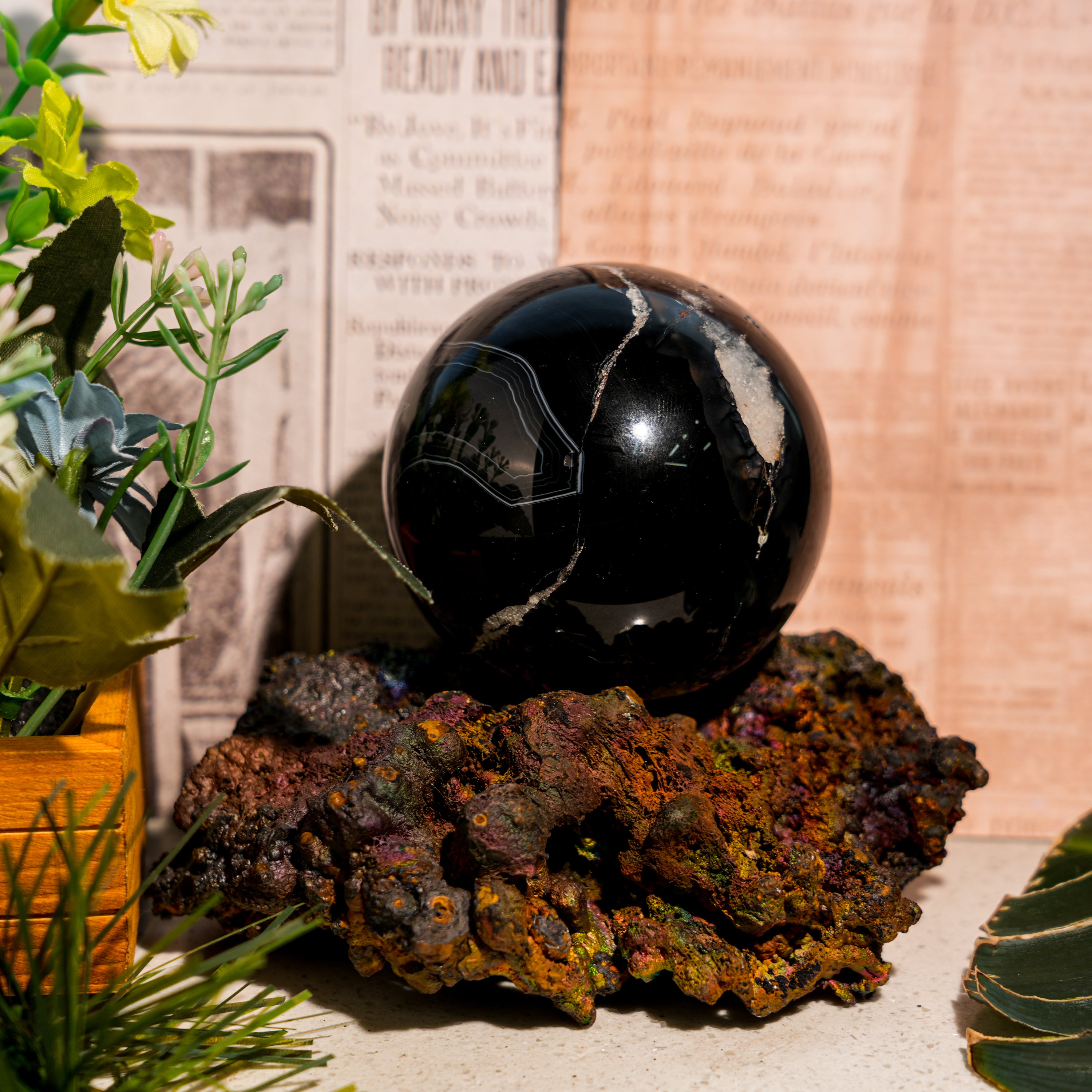 Black Onyx Sphere-Helmsman Crystal