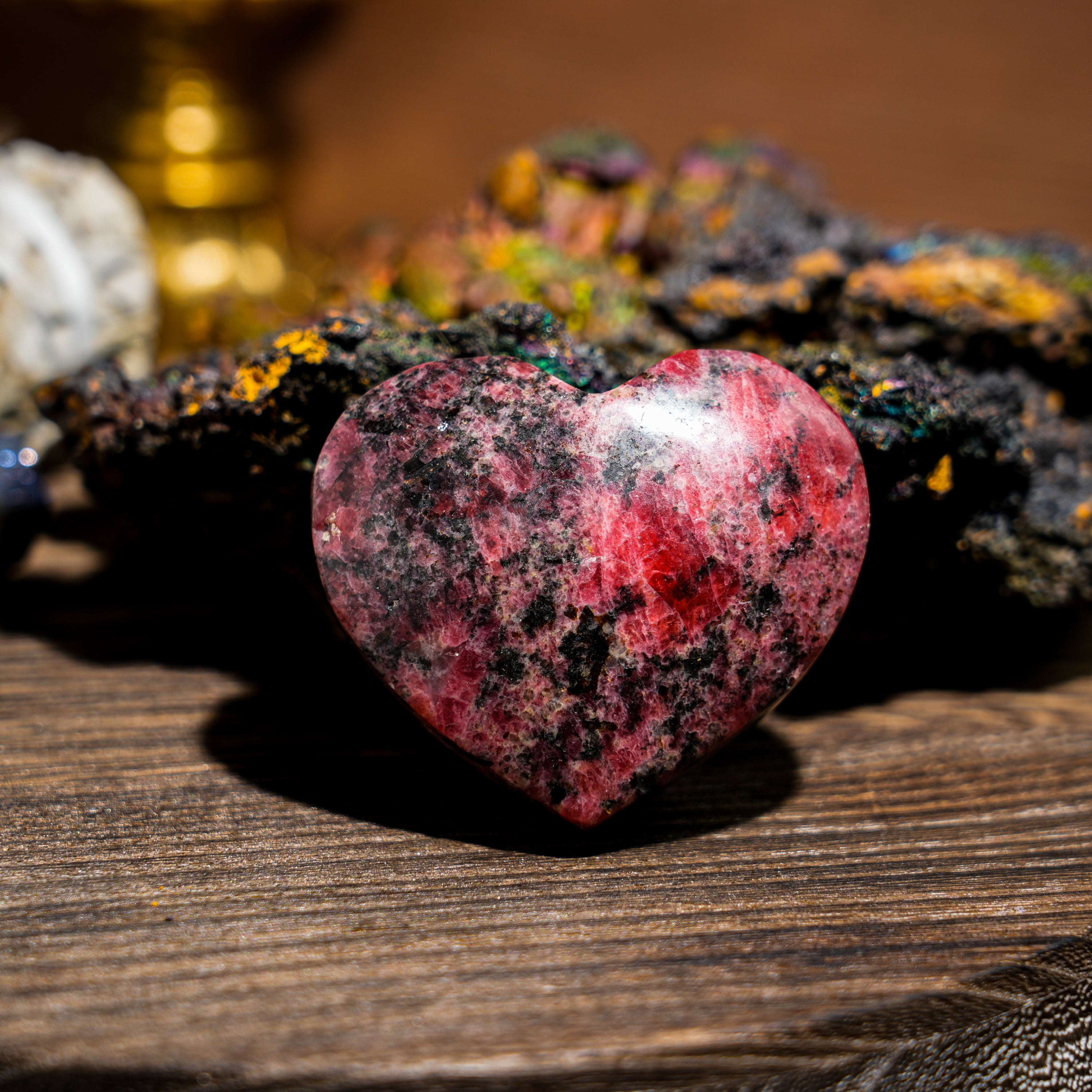 Black Rhodonite Heart-Helmsman Crystal
