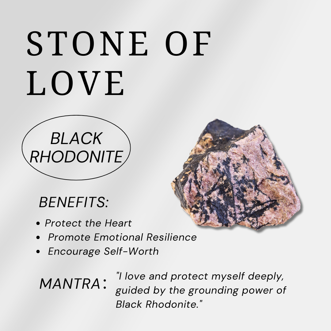 Black Rhodonite Mini Heart Set-Helmsman Crystal