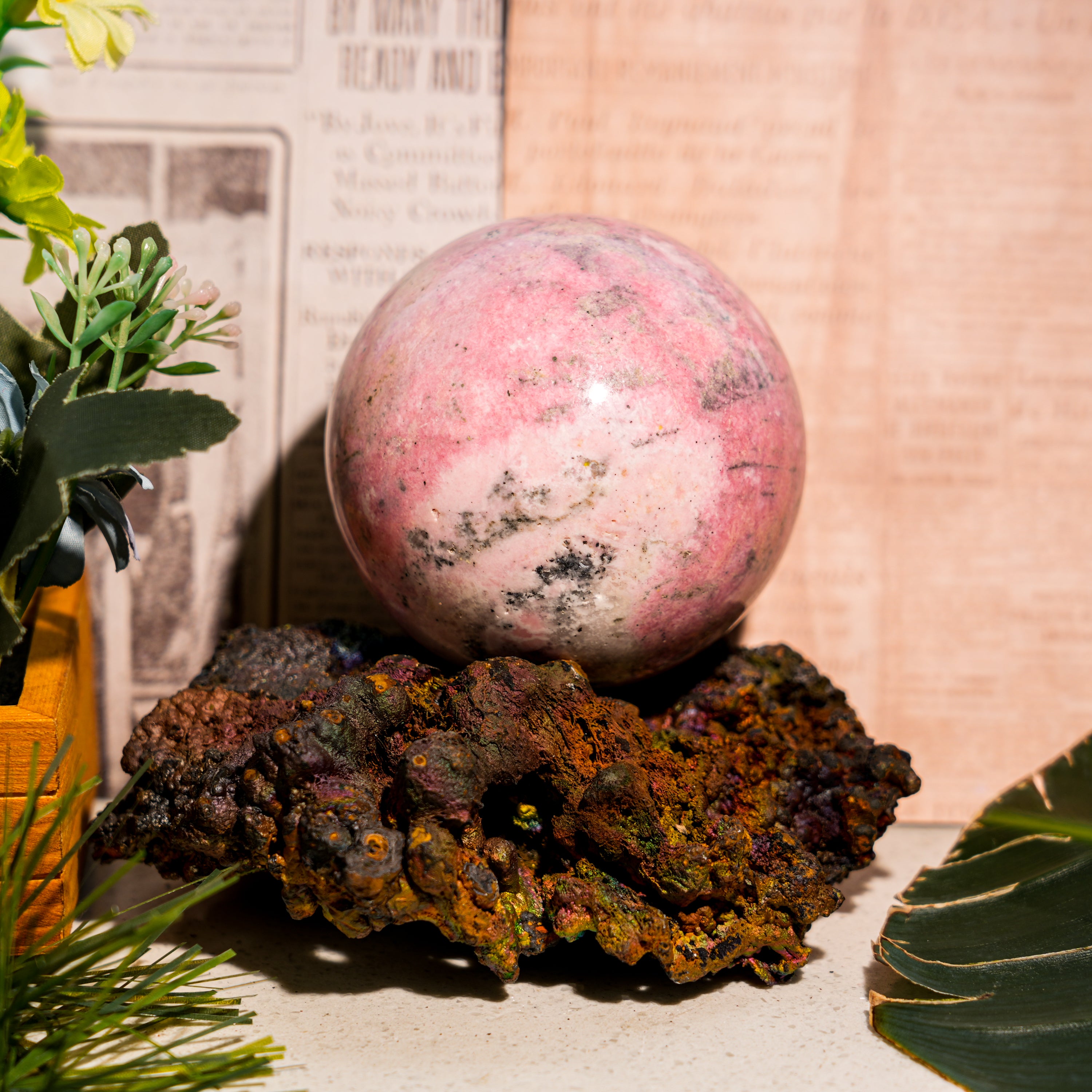 Black Rhodonite Sphere-Helmsman Crystal