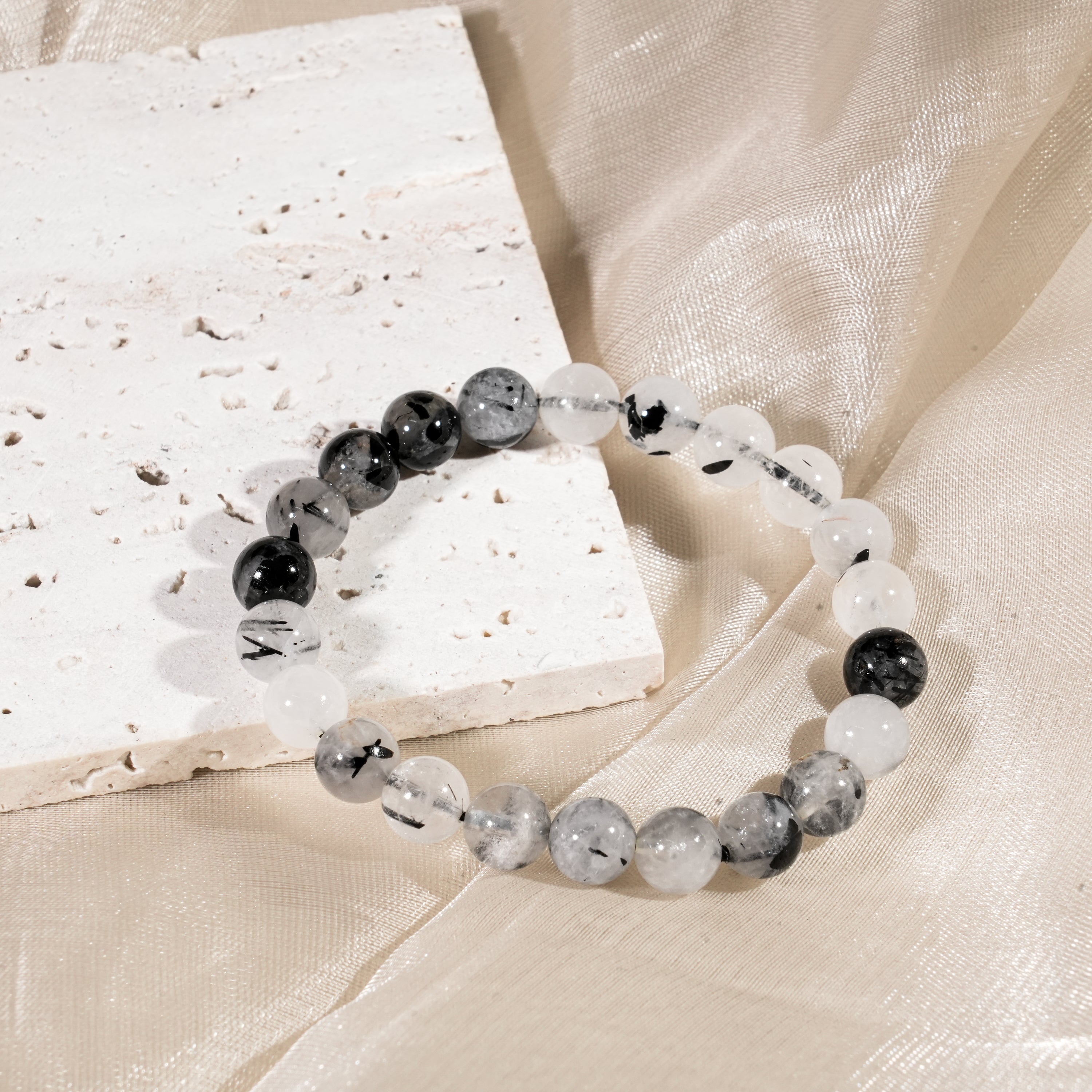 Black Rutiled Quartz Bracelet-Helmsman Crystal