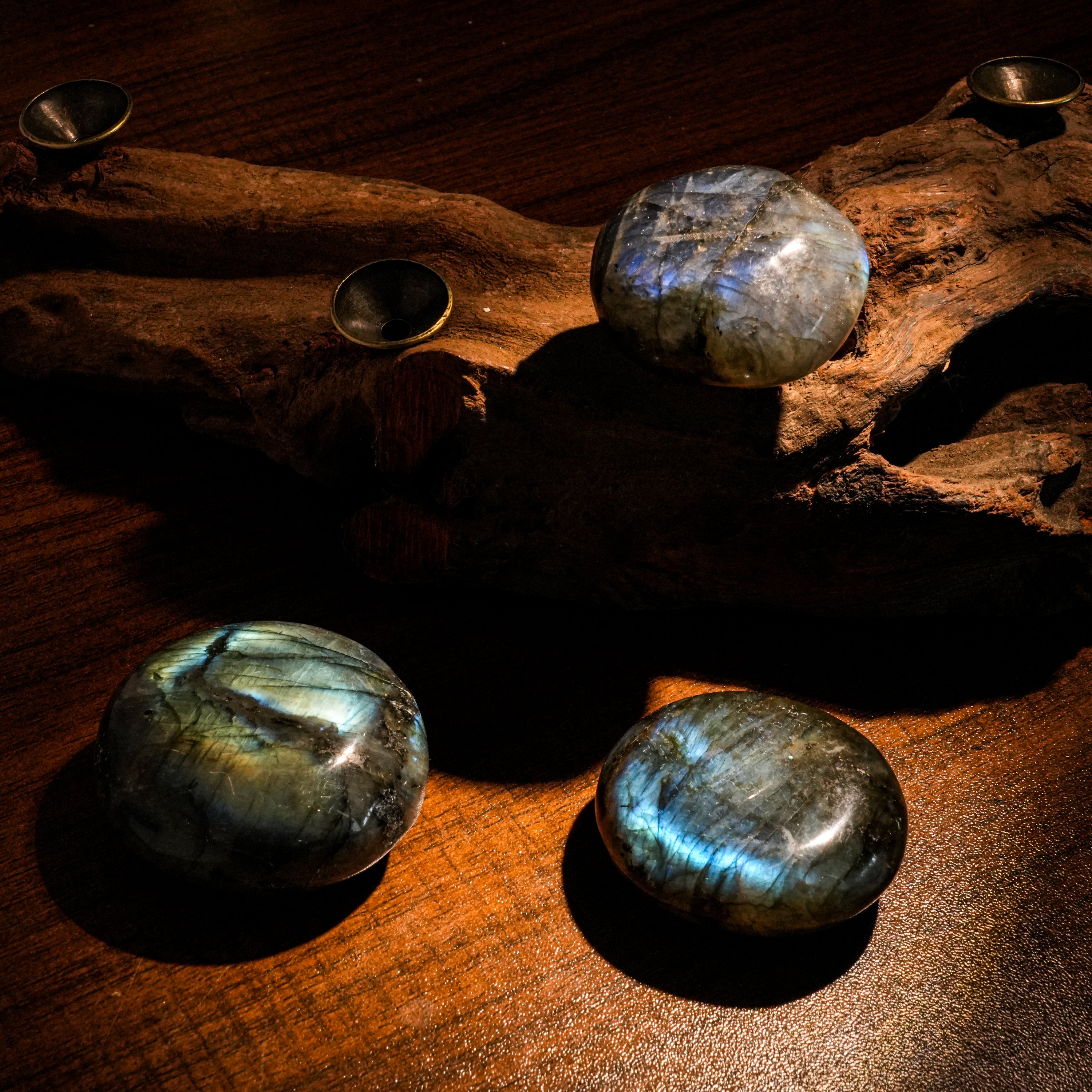 Blue Labradorite Palm Stones-Helmsman Crystal