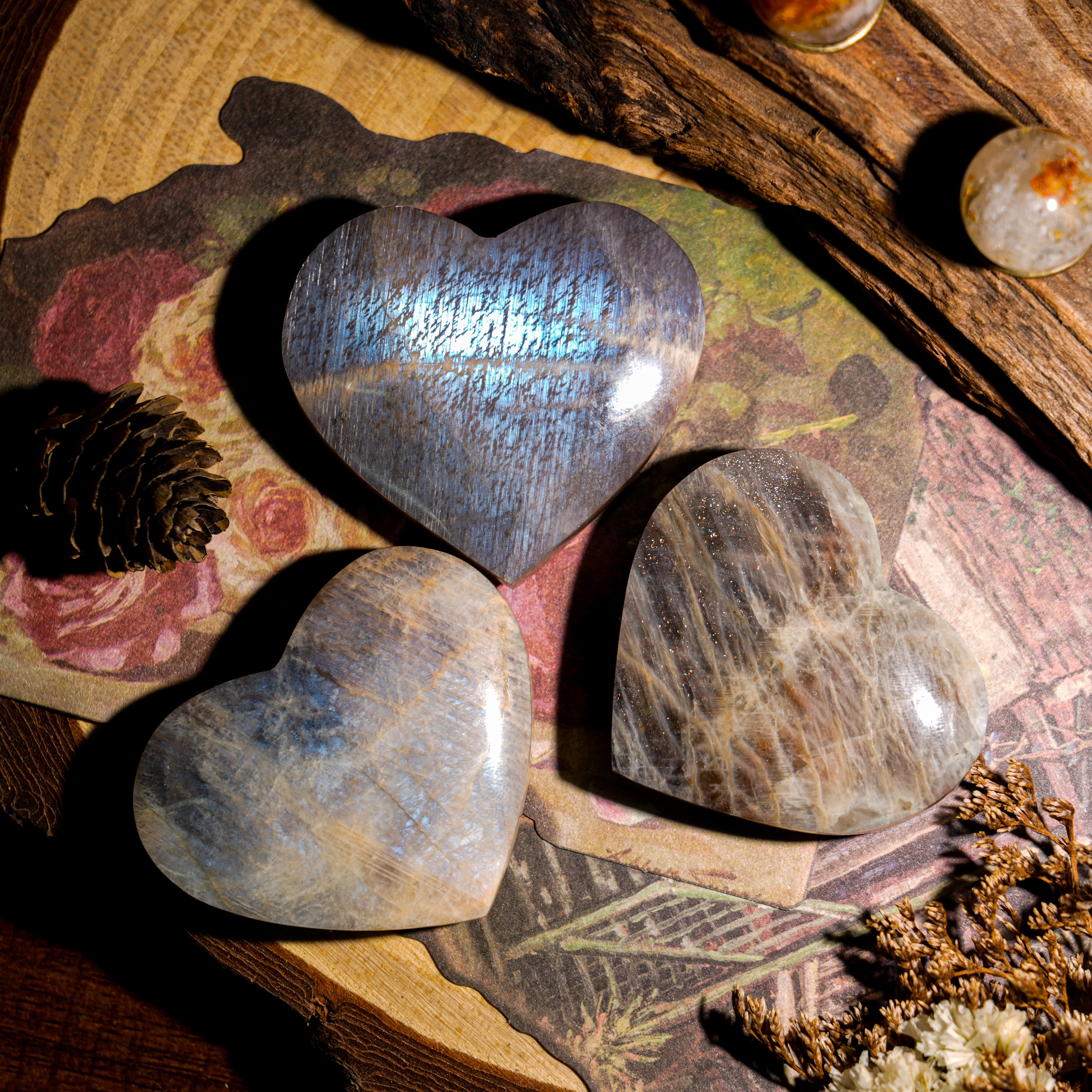 Blue Moonstone Heart-Helmsman Crystal