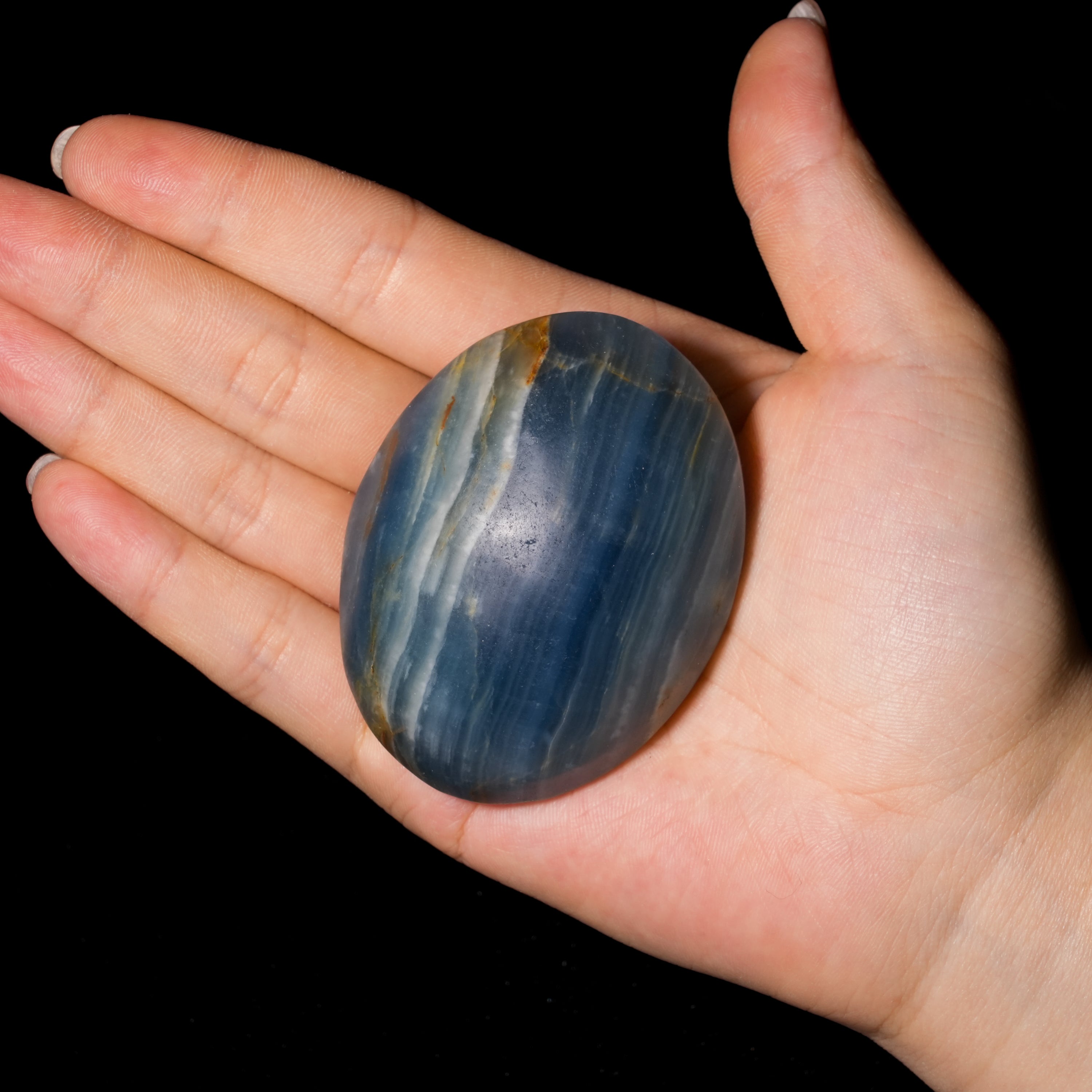 Blue Onyx Palm Stone-Helmsman Crystal