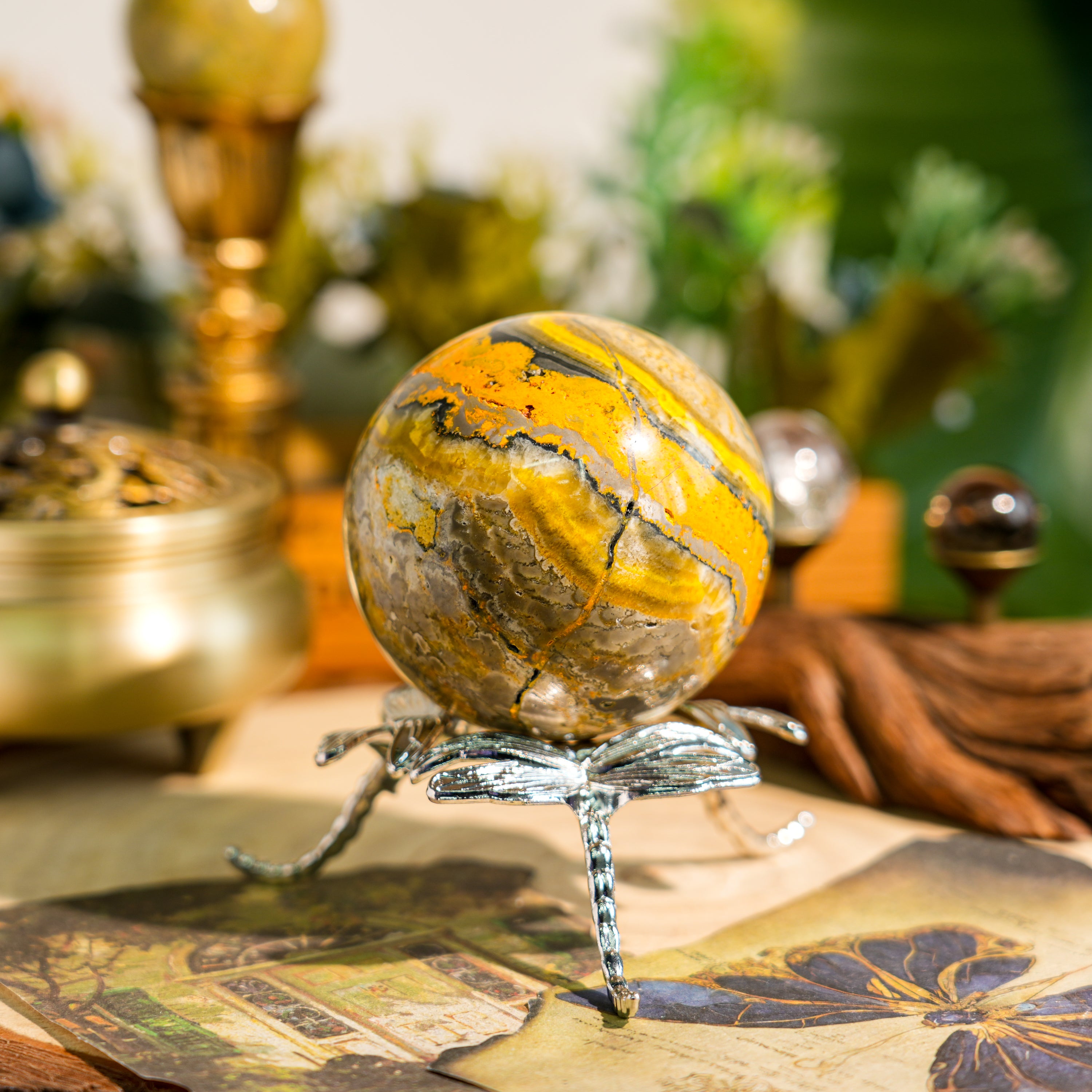 Bumblebee Jasper Sphere-Helmsman Crystal
