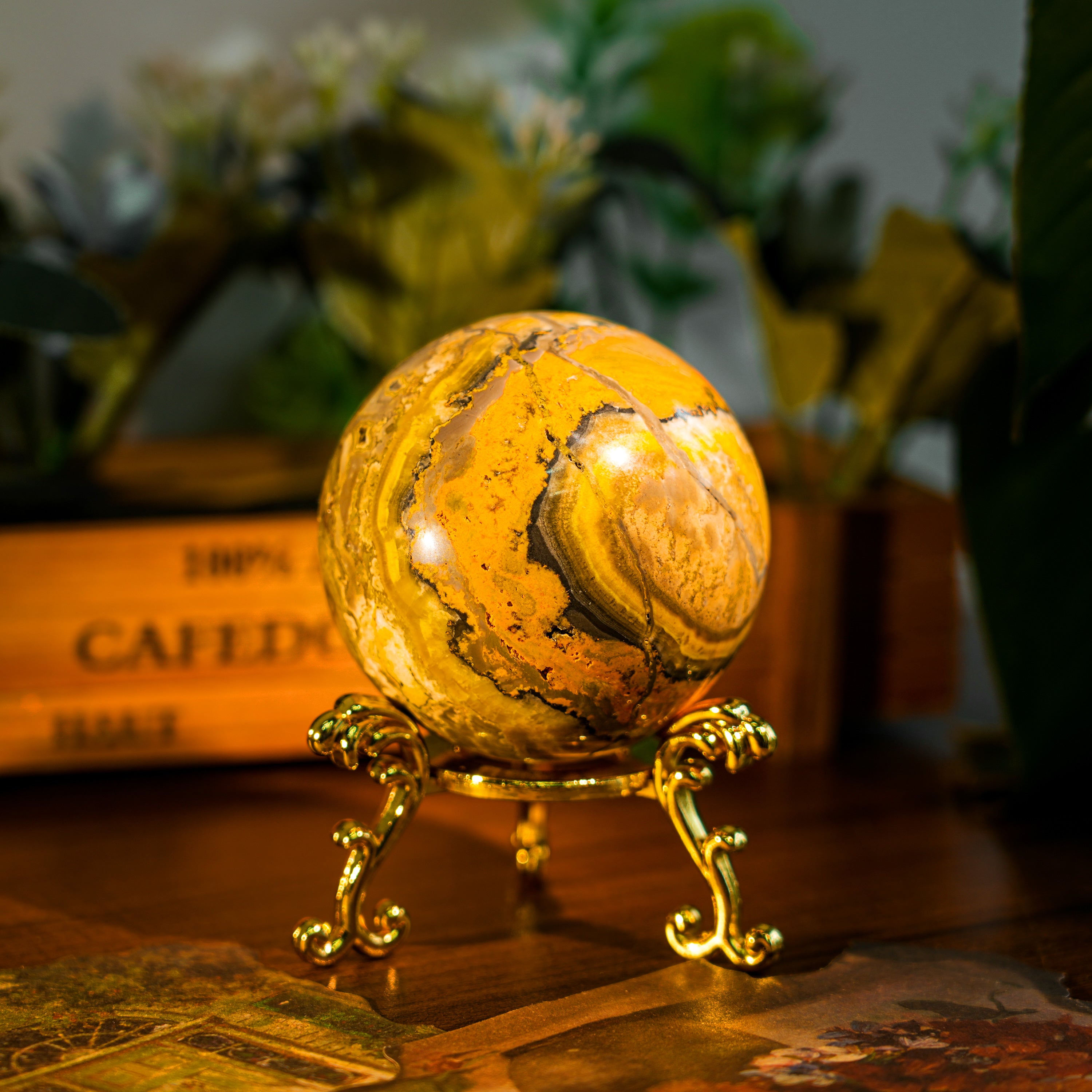 Bumblebee Jasper Sphere-Helmsman Crystal