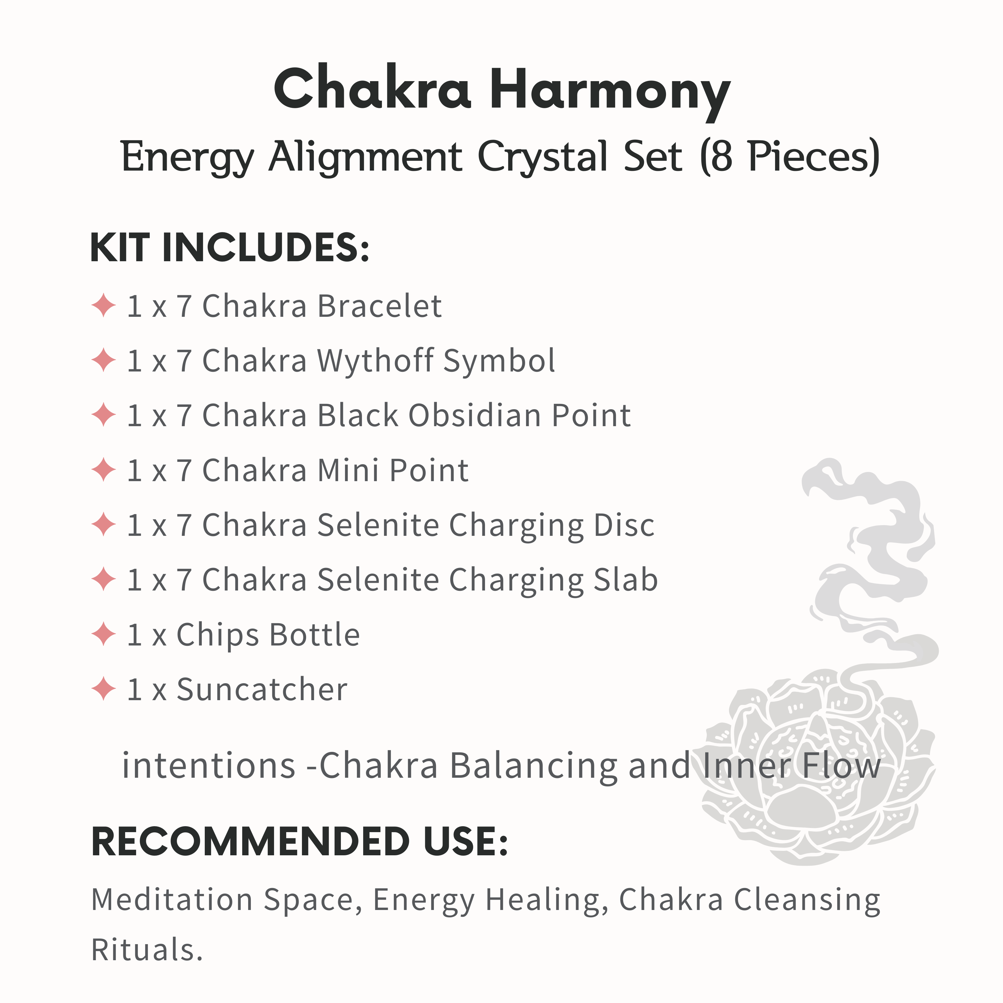 Chakra Harmony Crystal Set-Helmsman Crystal