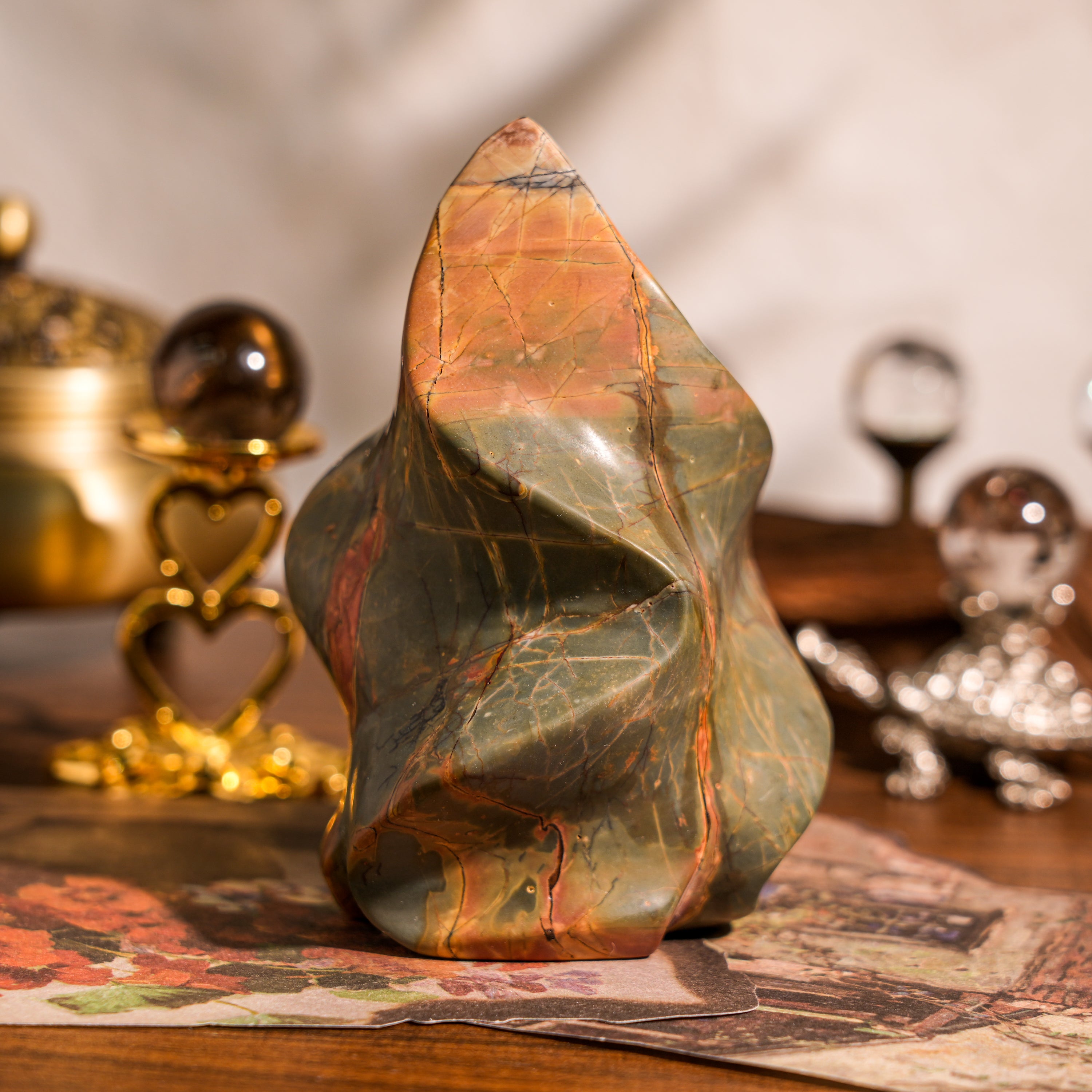 Cherry Creek Jasper Flame-Helmsman Crystal