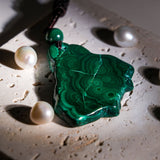 Malachite Slice Pendant Necklace