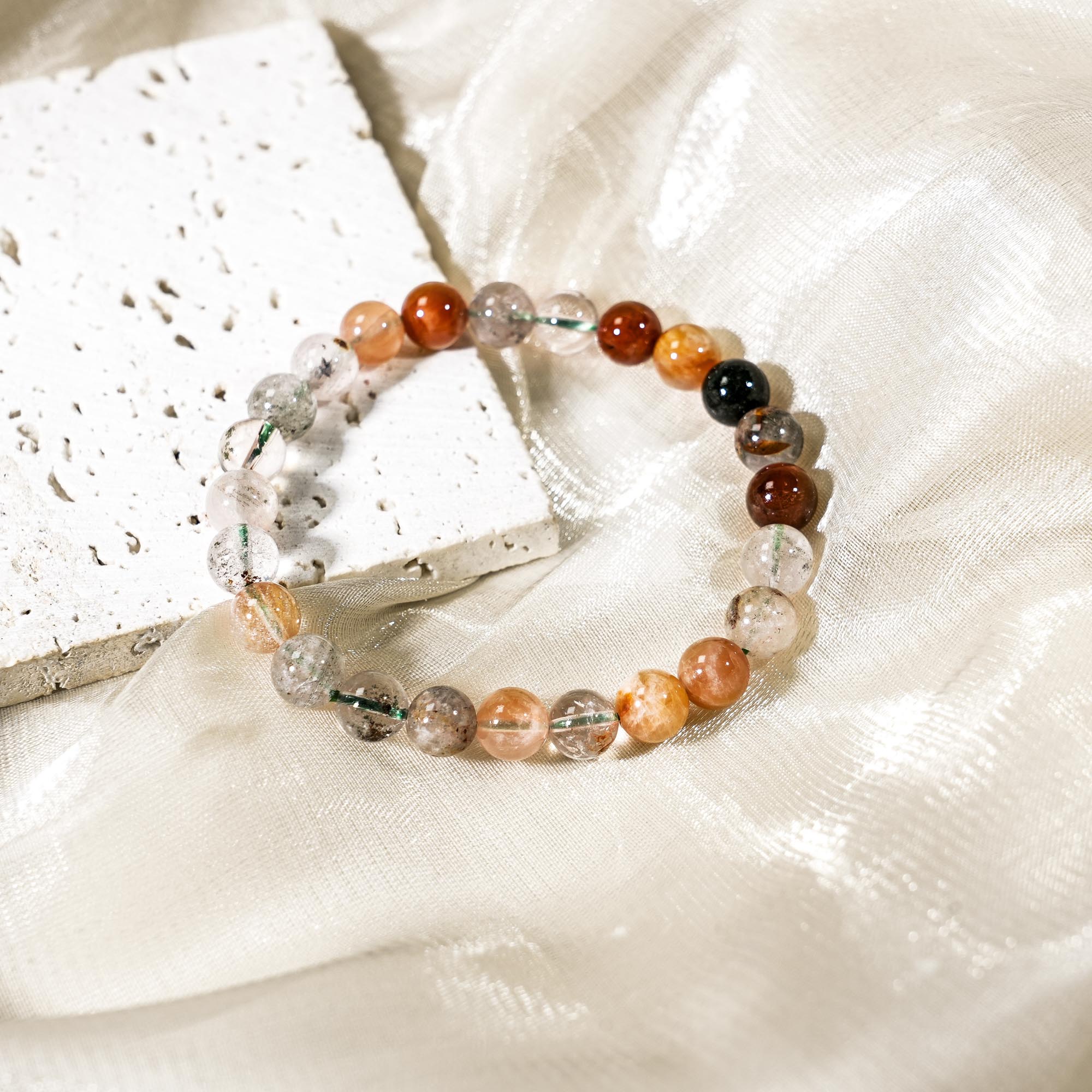 Rainbow Phantom Quartz Bracelet-helmsman crystal-healing energy crystal