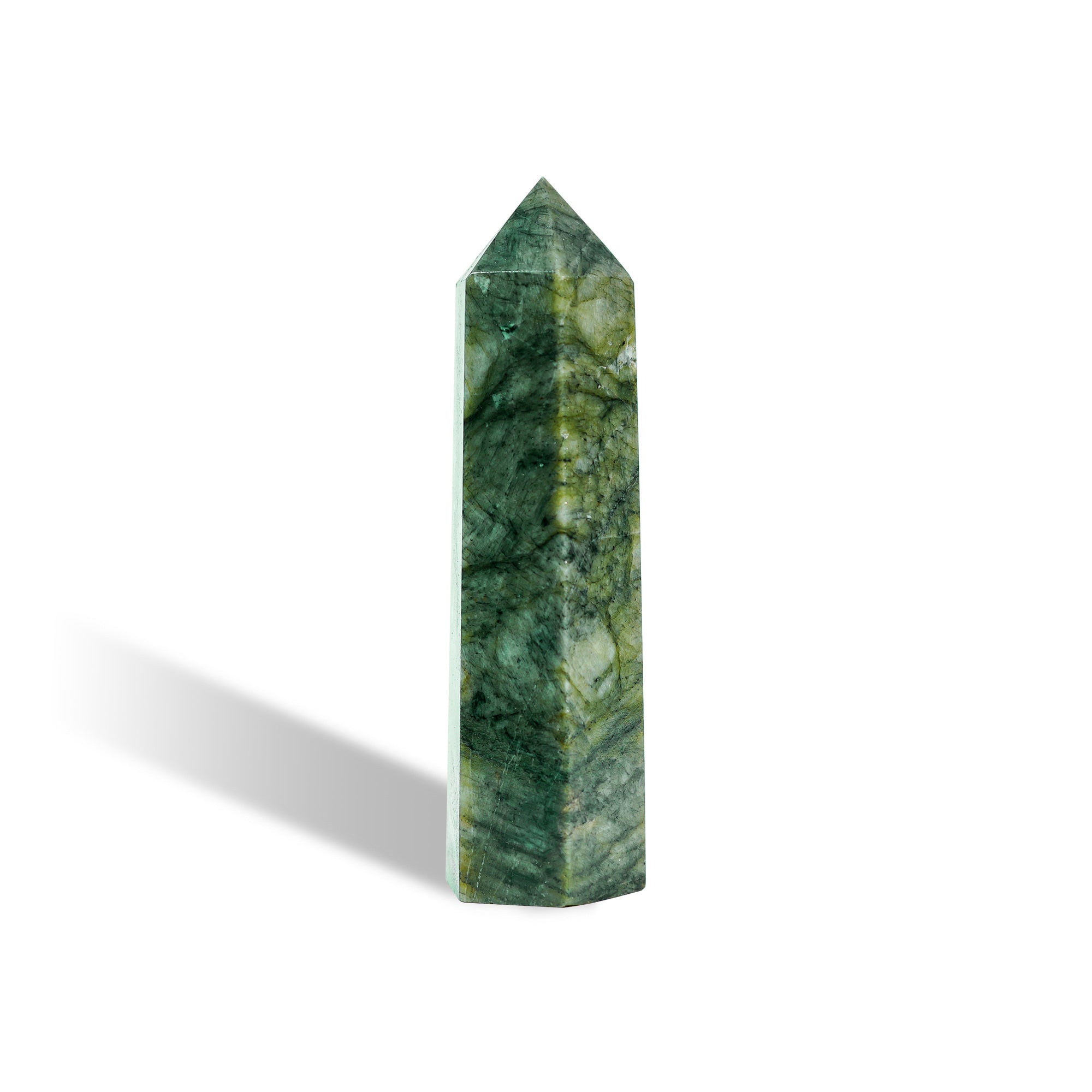 Green Serpentine Point-helmsman crystal-healing energy crystal