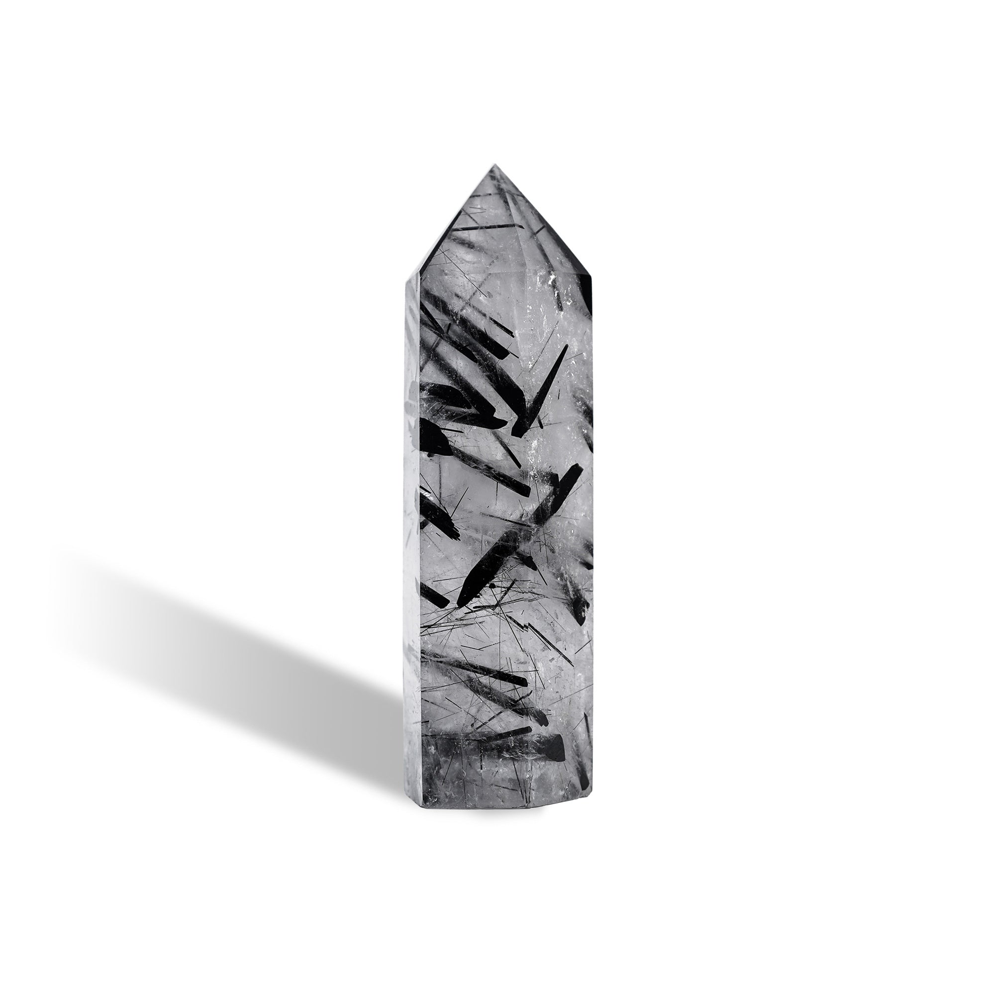 Black Rutilated Quartz Point-helmsman crystal-healing energy crystal