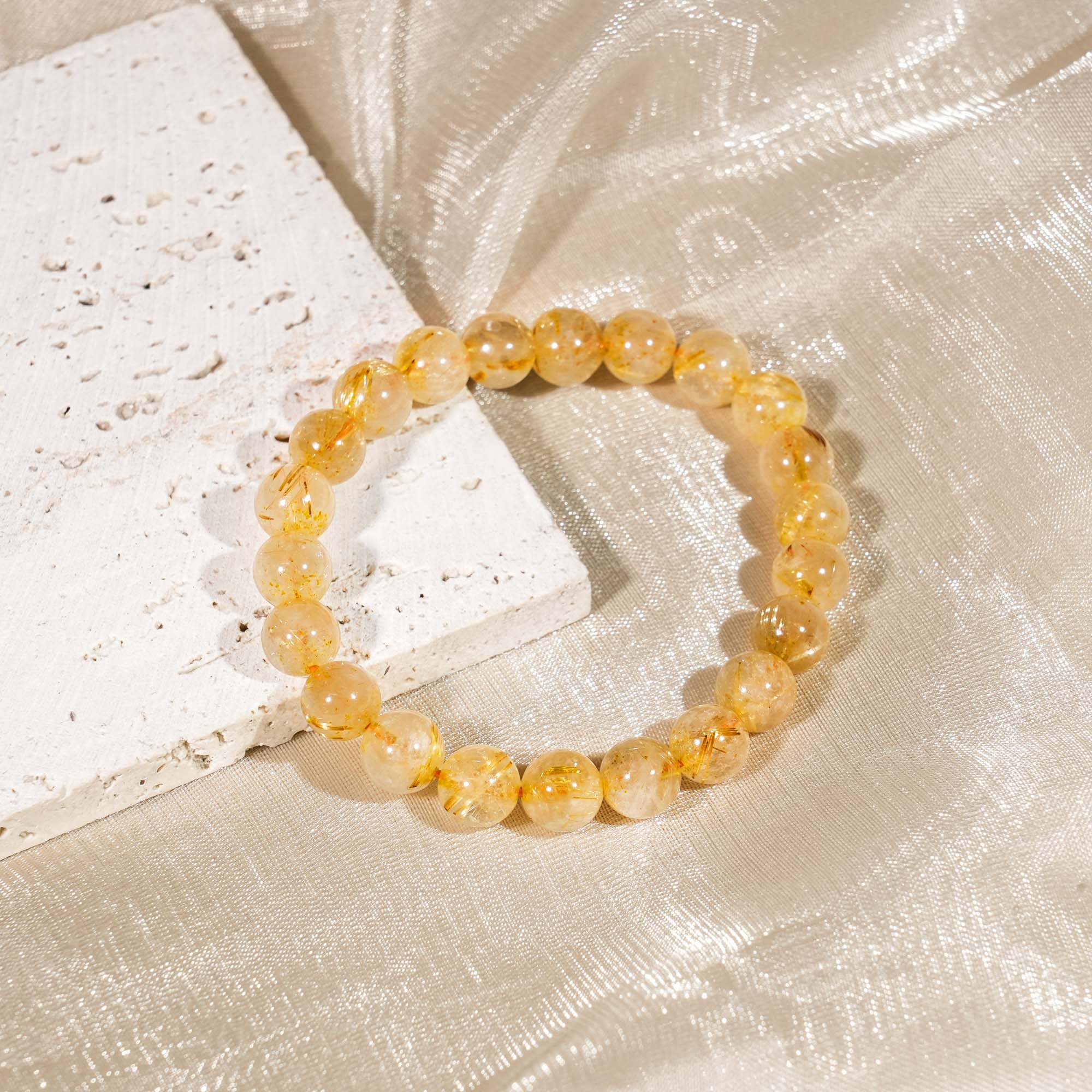 Golden Rutilated Quartz Bracelet-helmsman crystal-healing energy crystal