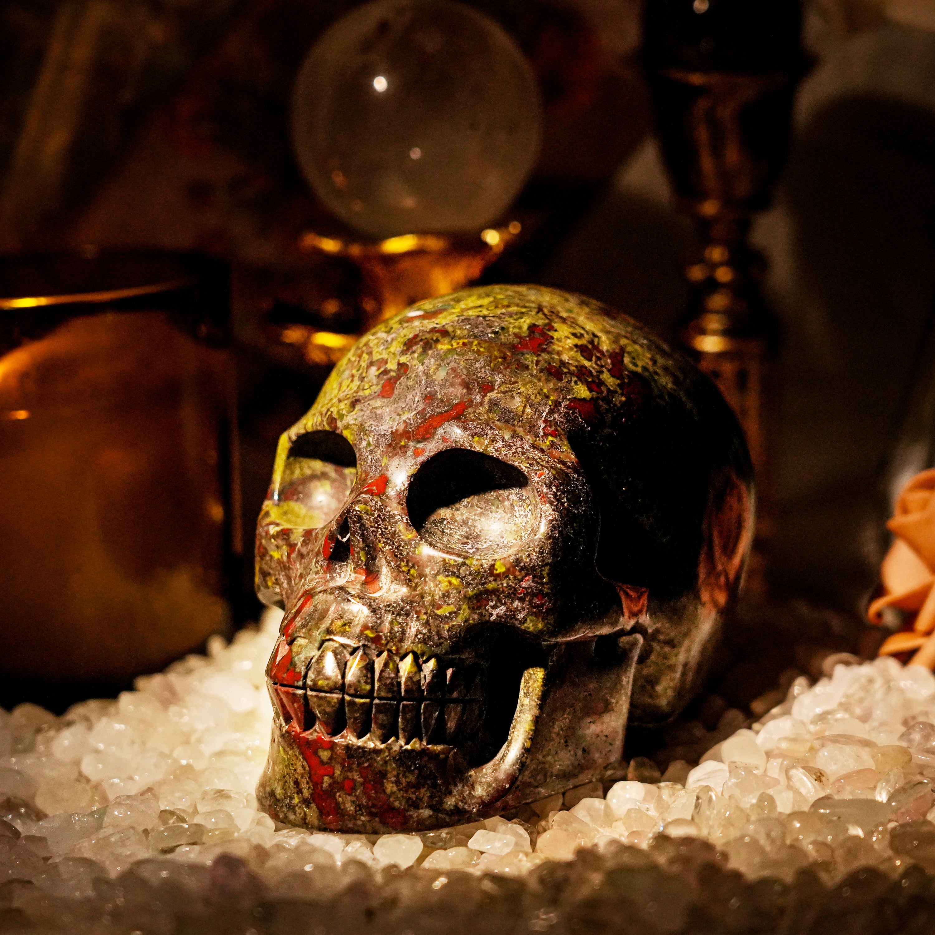Dragon Blood Stone Skull-Helmsman Crystal