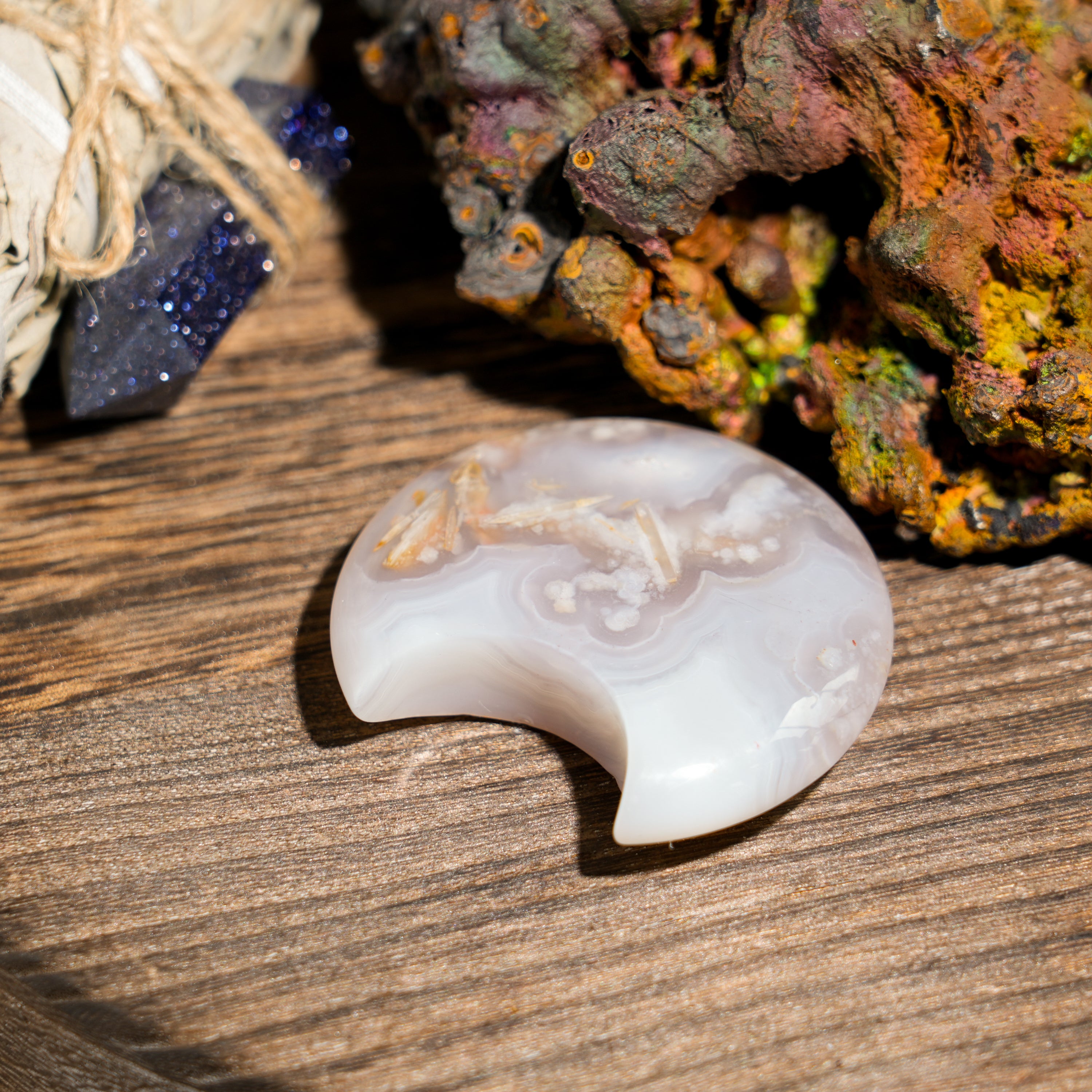 Flower Agate Moon-Helmsman Crystal