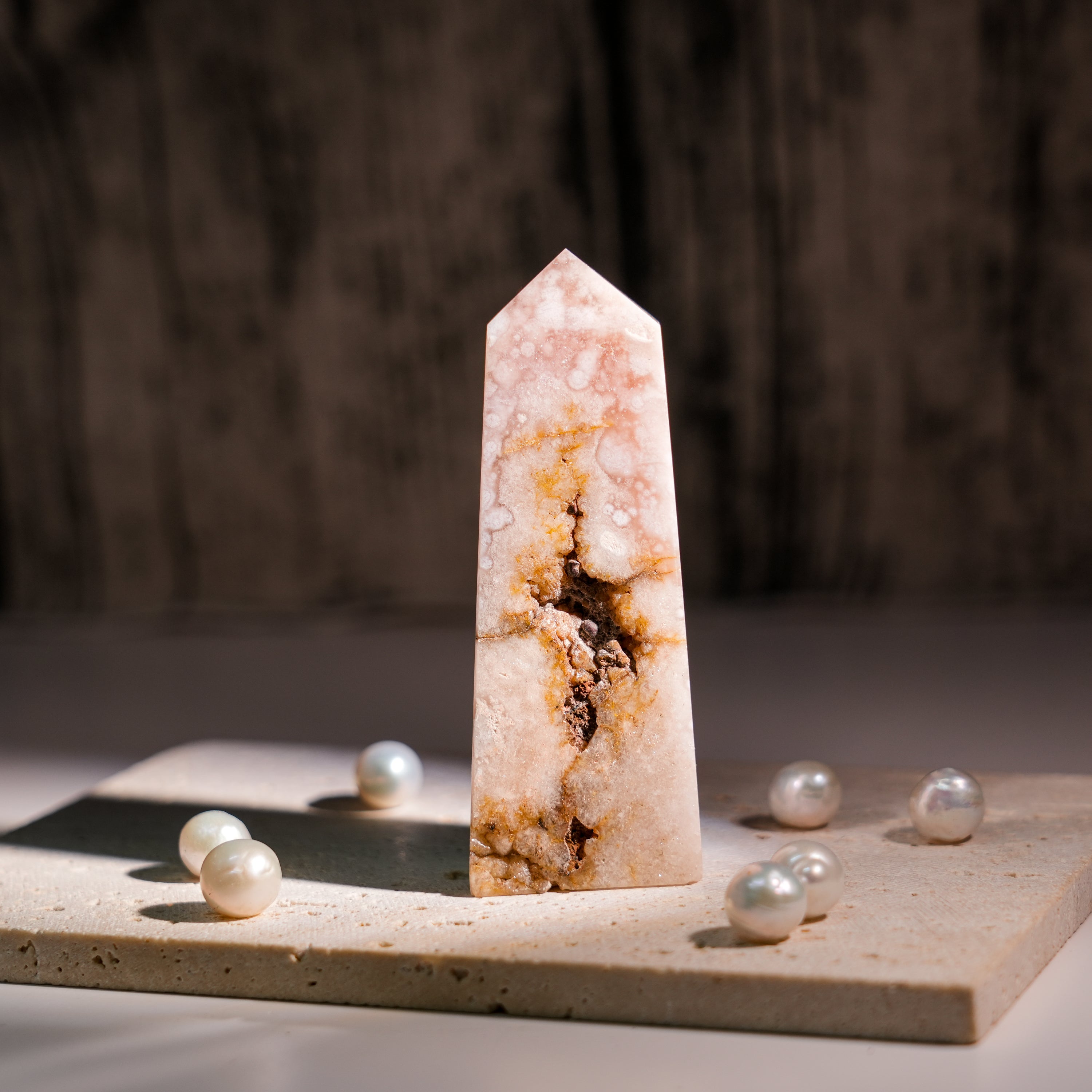 Flower Agate Tower-Helmsman Crystal