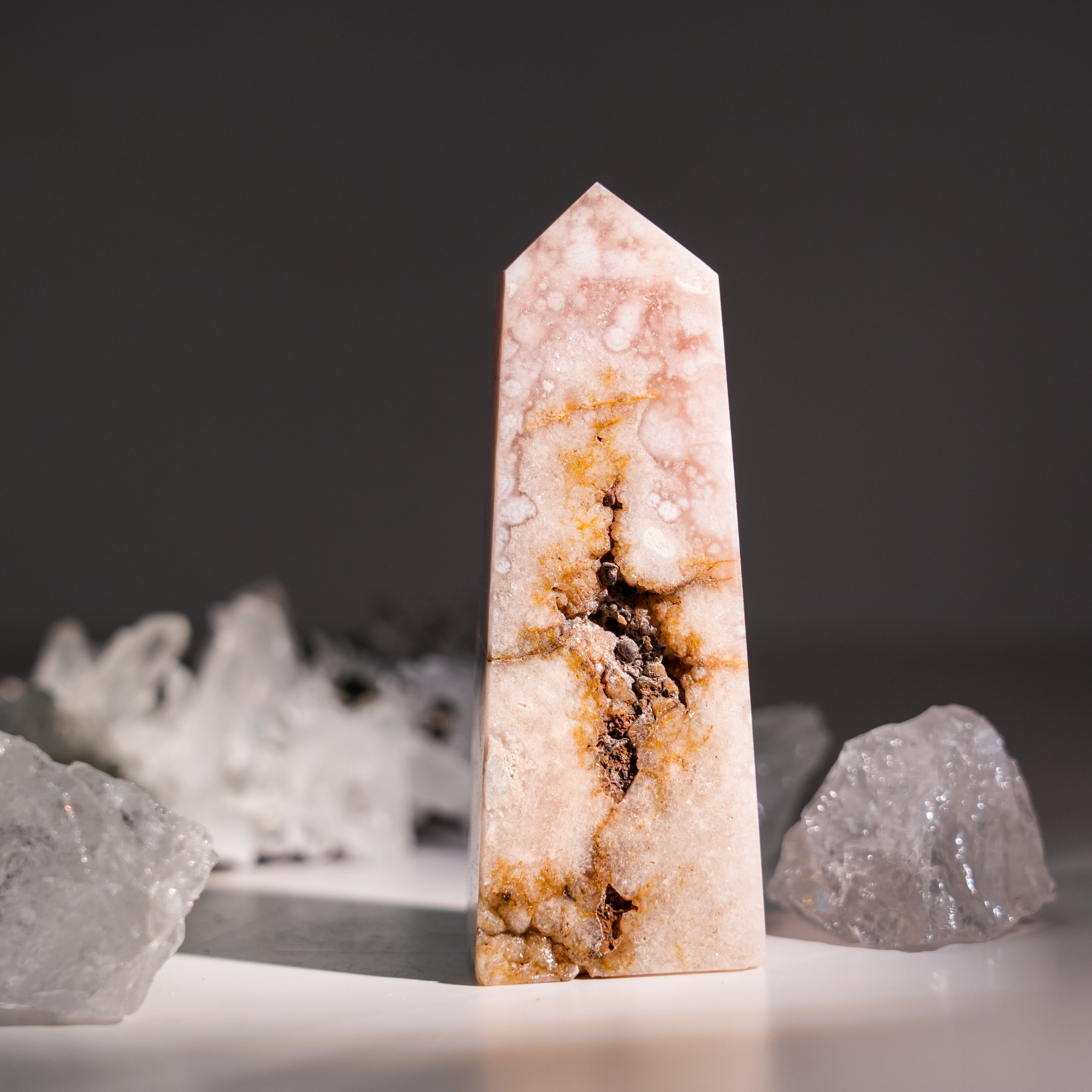 Flower Agate Tower-Helmsman Crystal