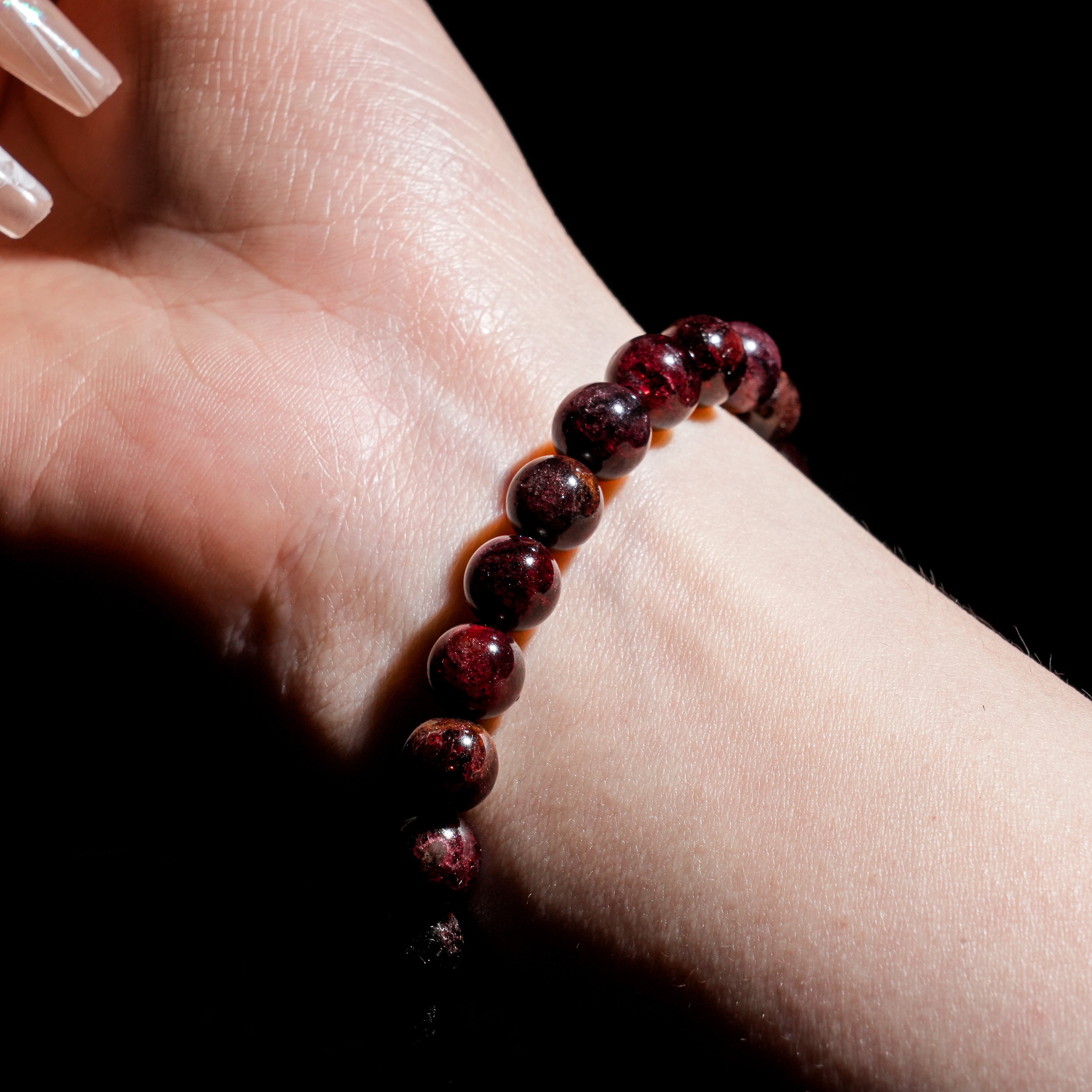 Garnet Beaded Bracelet-Helmsman Crystal