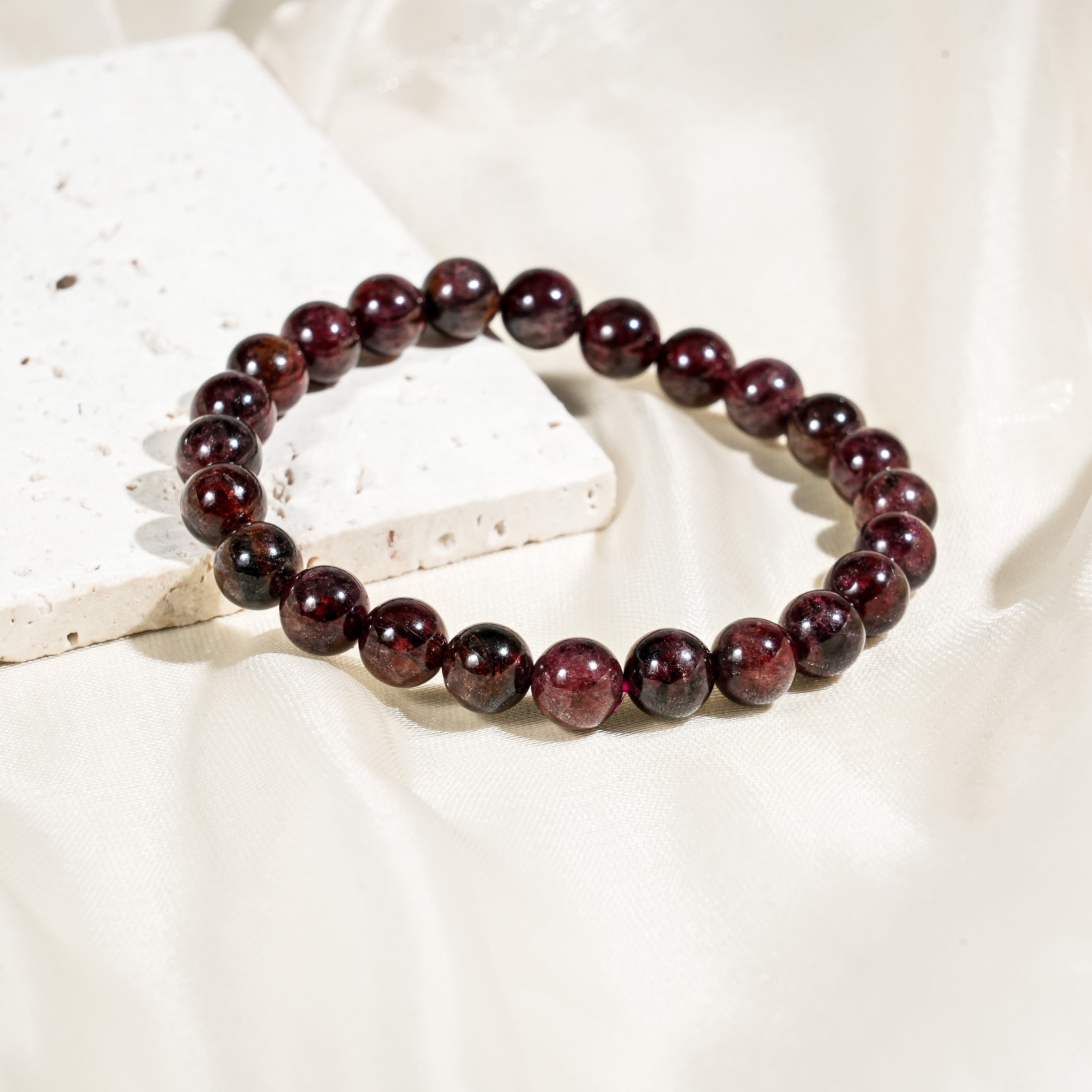 Garnet Beaded Bracelet-Helmsman Crystal