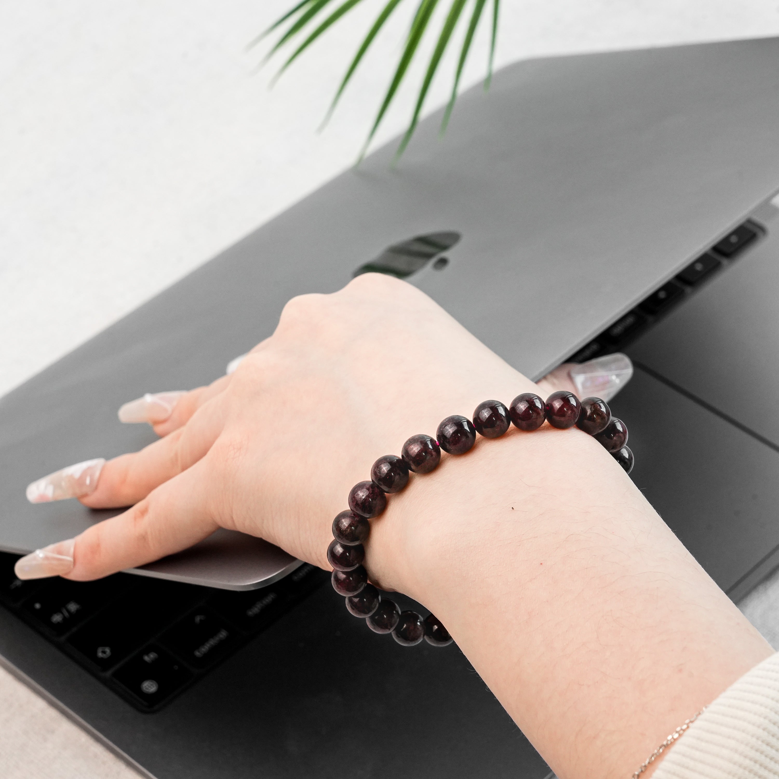 Garnet Beaded Bracelet-Helmsman Crystal