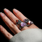 Gem Lepidolite Heart Ring-Helmsman Crystal