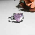 Gem Lepidolite Heart Ring-Helmsman Crystal