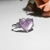 Gem Lepidolite Heart Ring-Helmsman Crystal