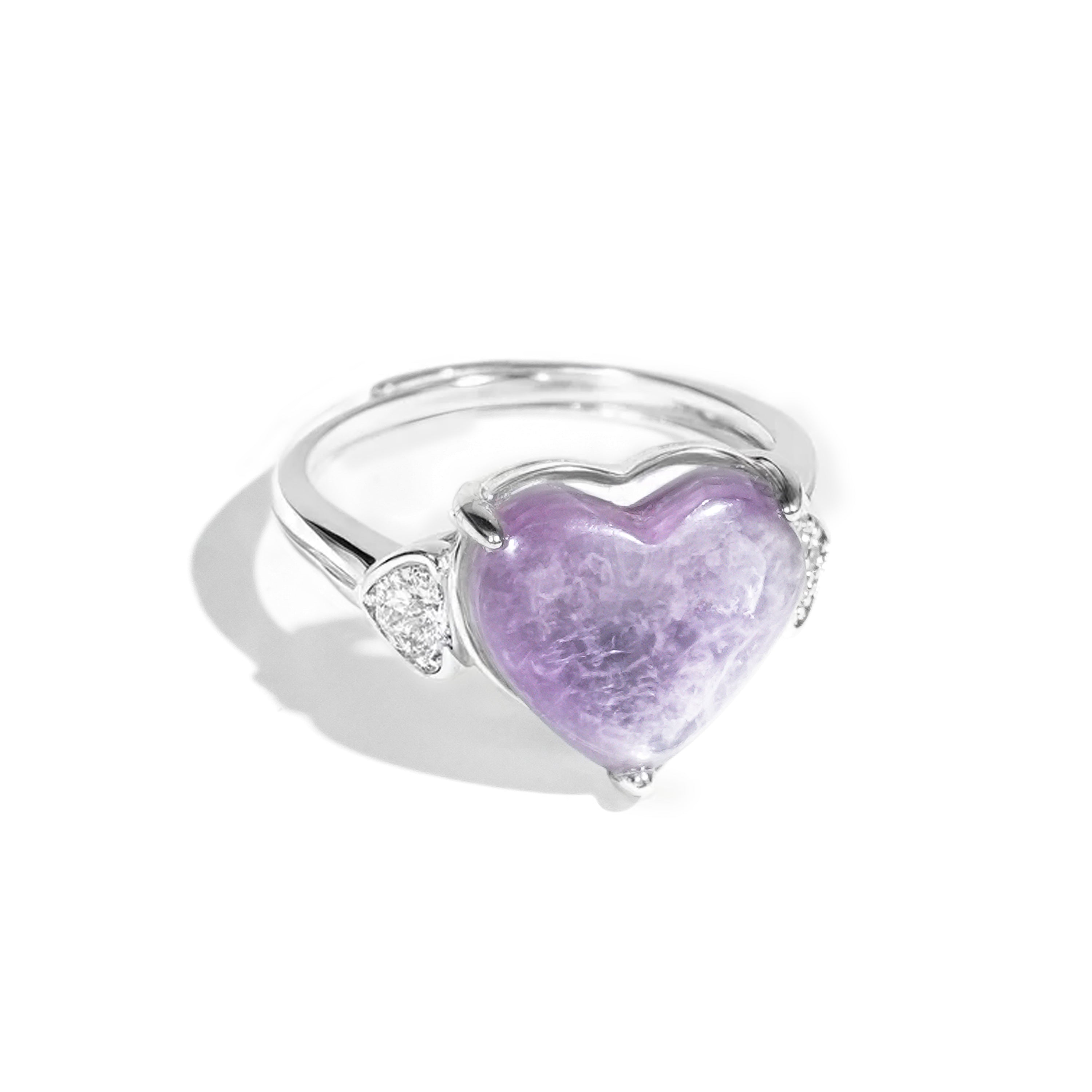 Gem Lepidolite Heart Ring-Helmsman Crystal