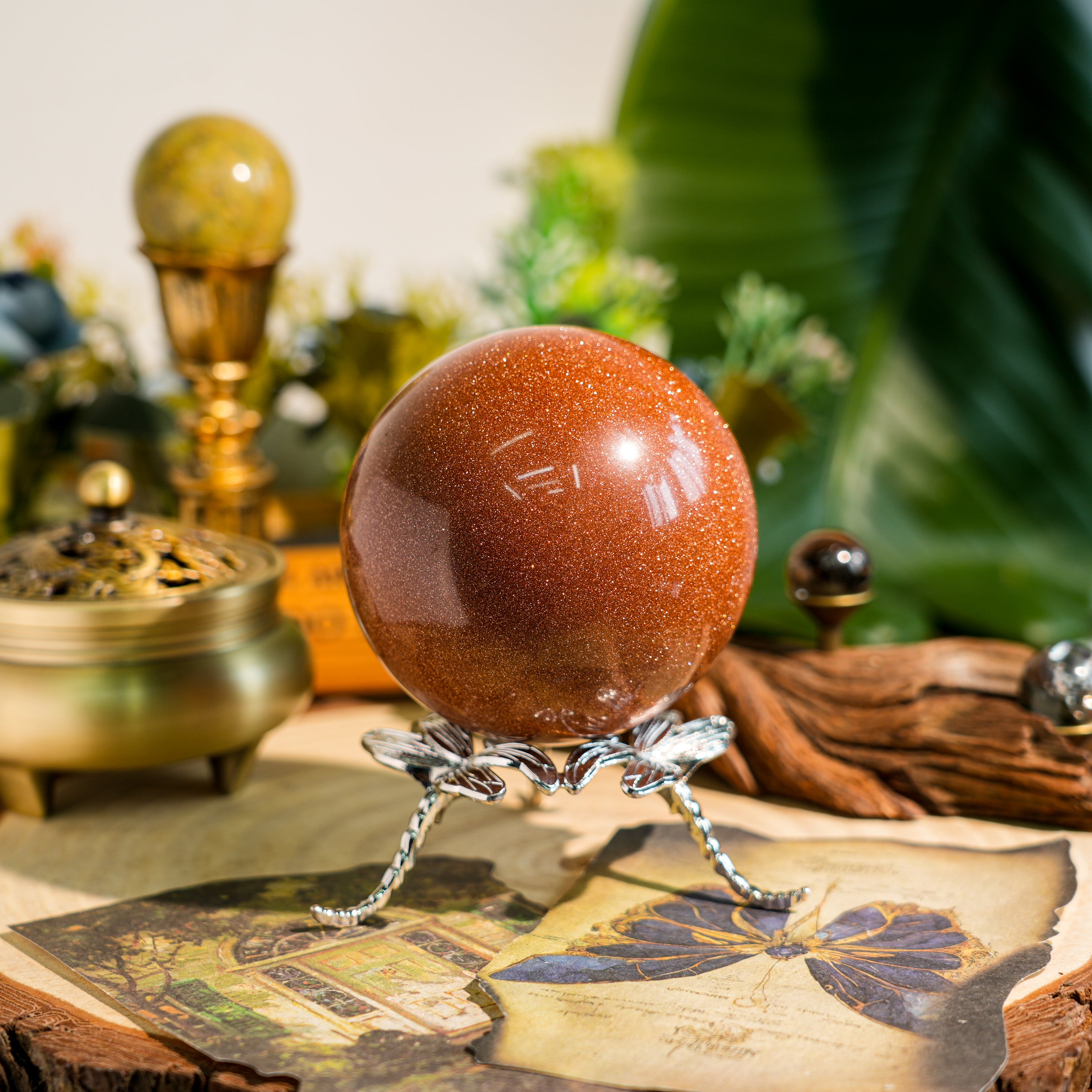 Gold Sandstone Sphere-Helmsman Crystal