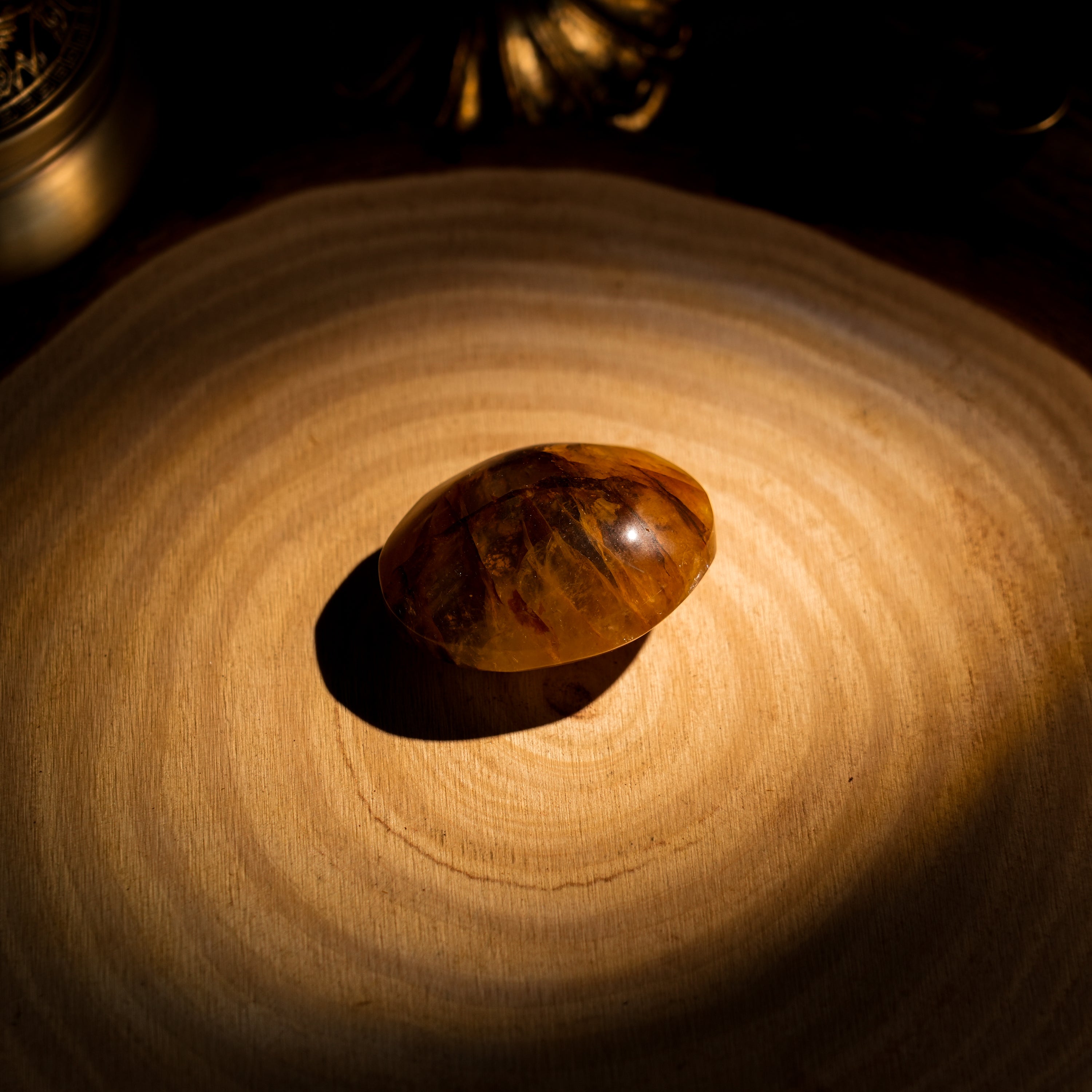 Golden Healer Quartz Palm Stone-Helmsman Crystal