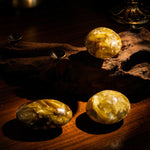 Golden Mica Palm Stone-Helmsman Crystal