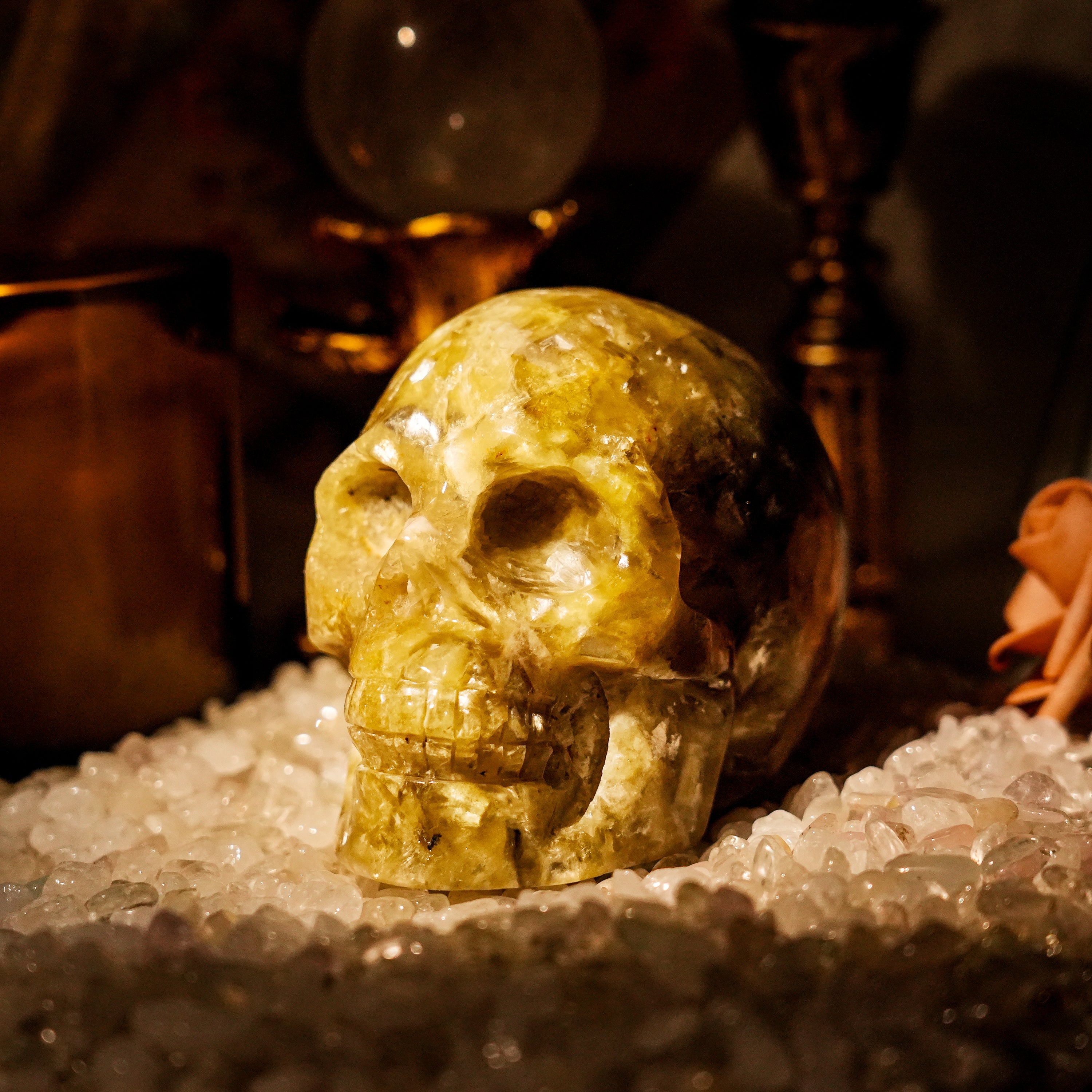 Golden Mica Skull-Helmsman Crystal