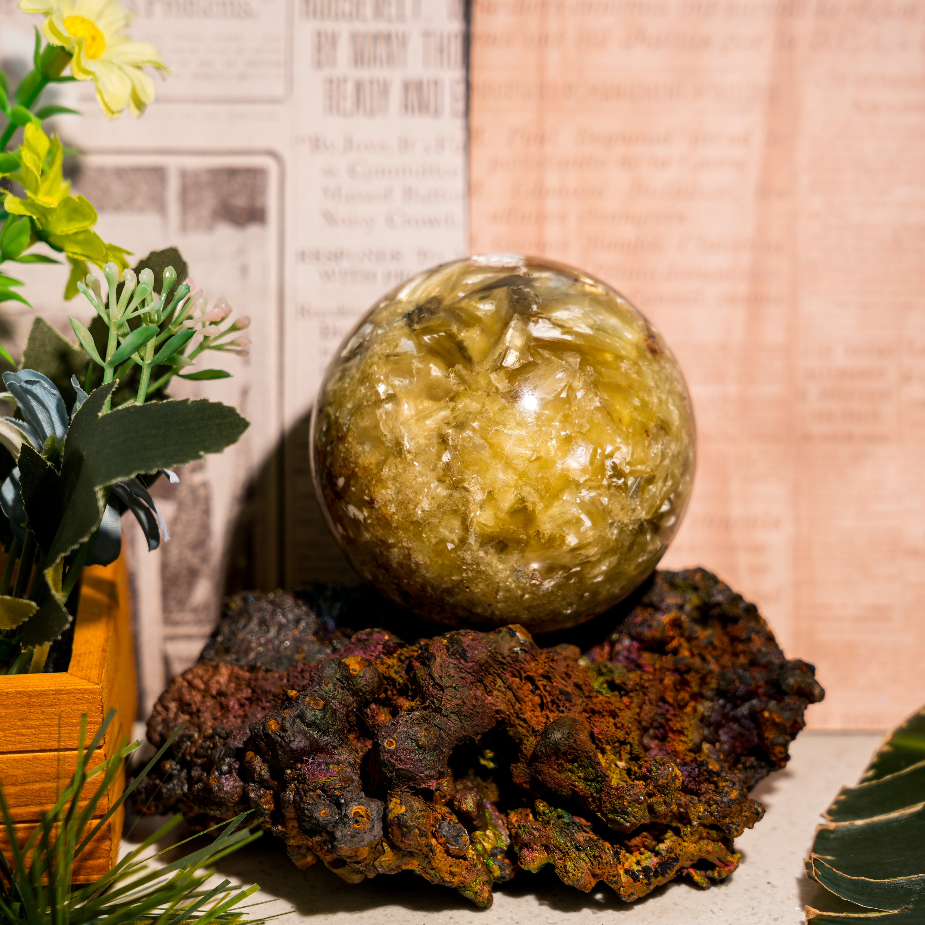 Golden Mica Sphere-Helmsman Crystal