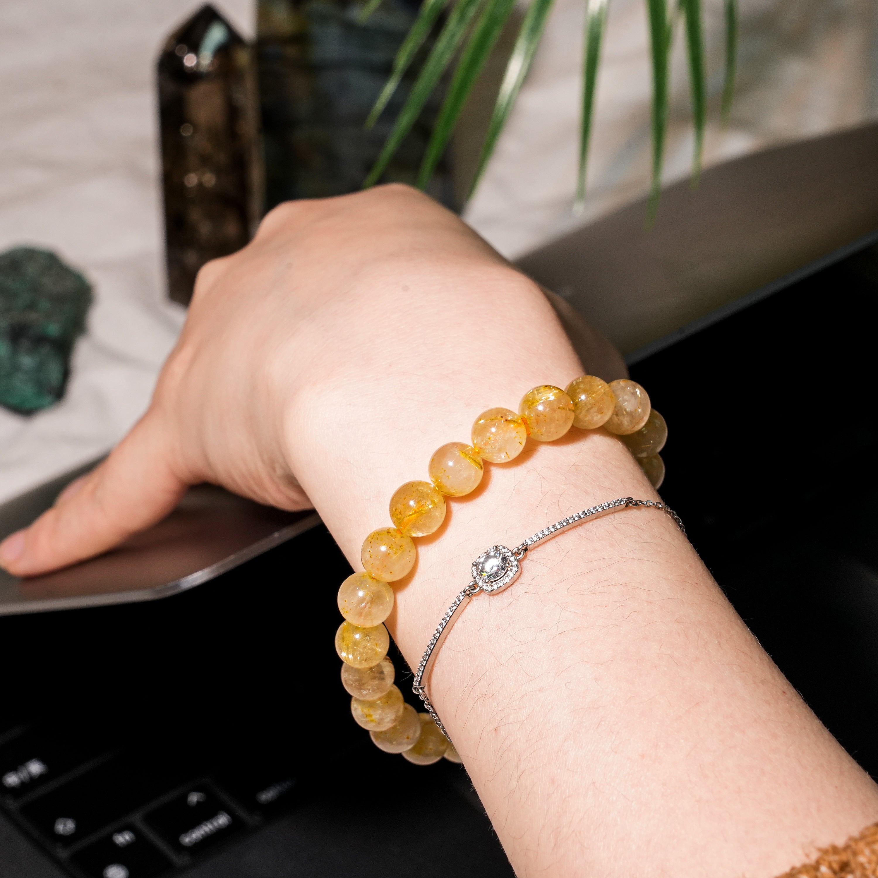 Golden Rutilated Quartz Bracelet-Helmsman Crystal