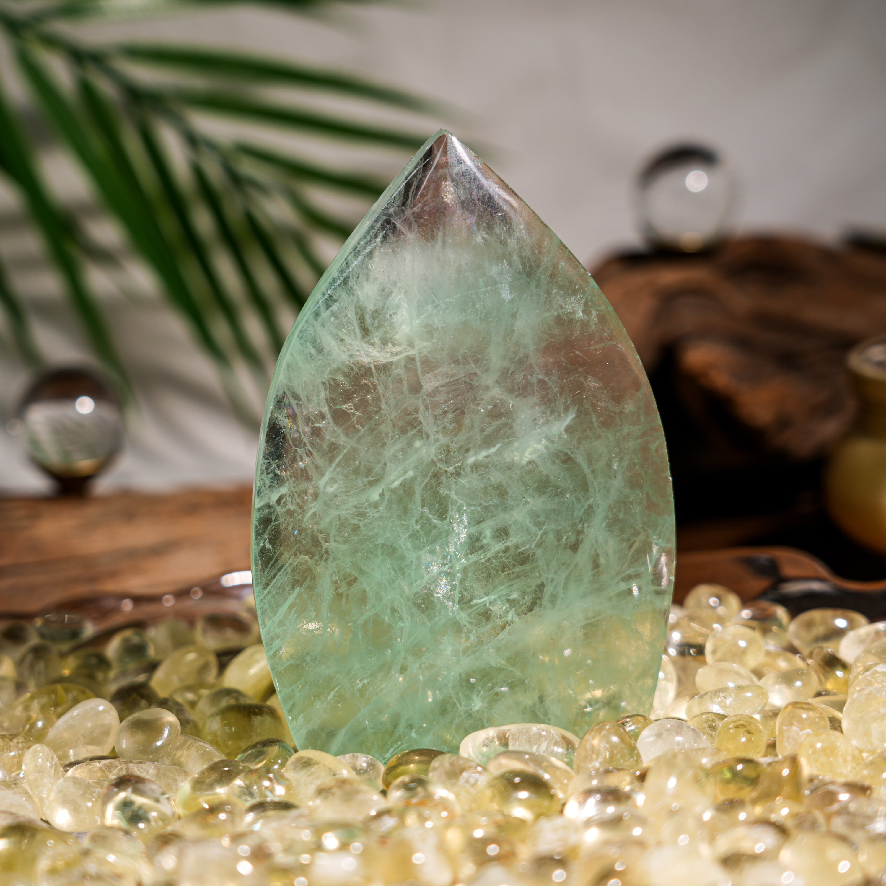 Green Fluorite Flame Freeform-Helmsman Crystal