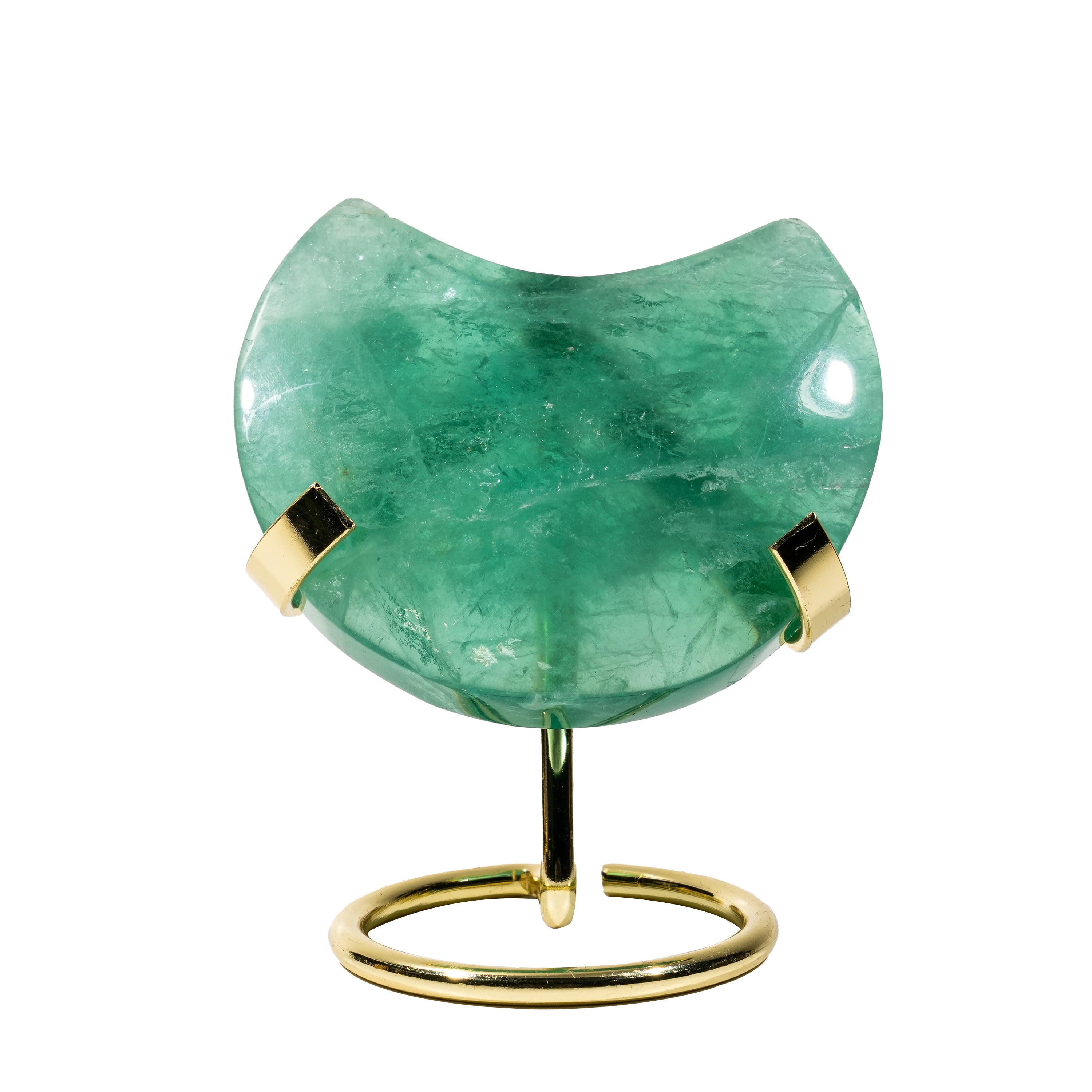 Green Fluorite Moon Ornament-Helmsman Crystal