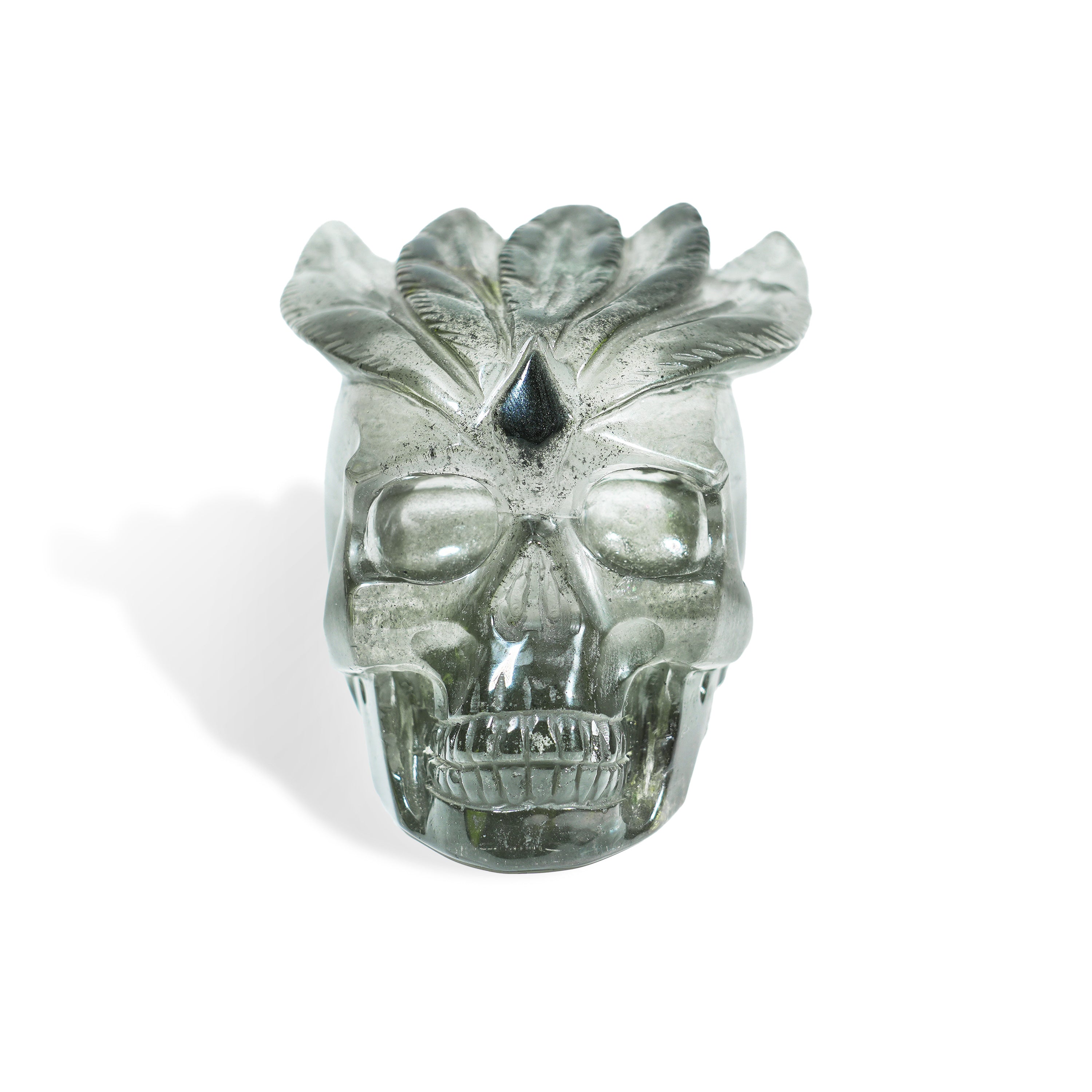 Green Phantom Quartz Skull-Helmsman Crystal