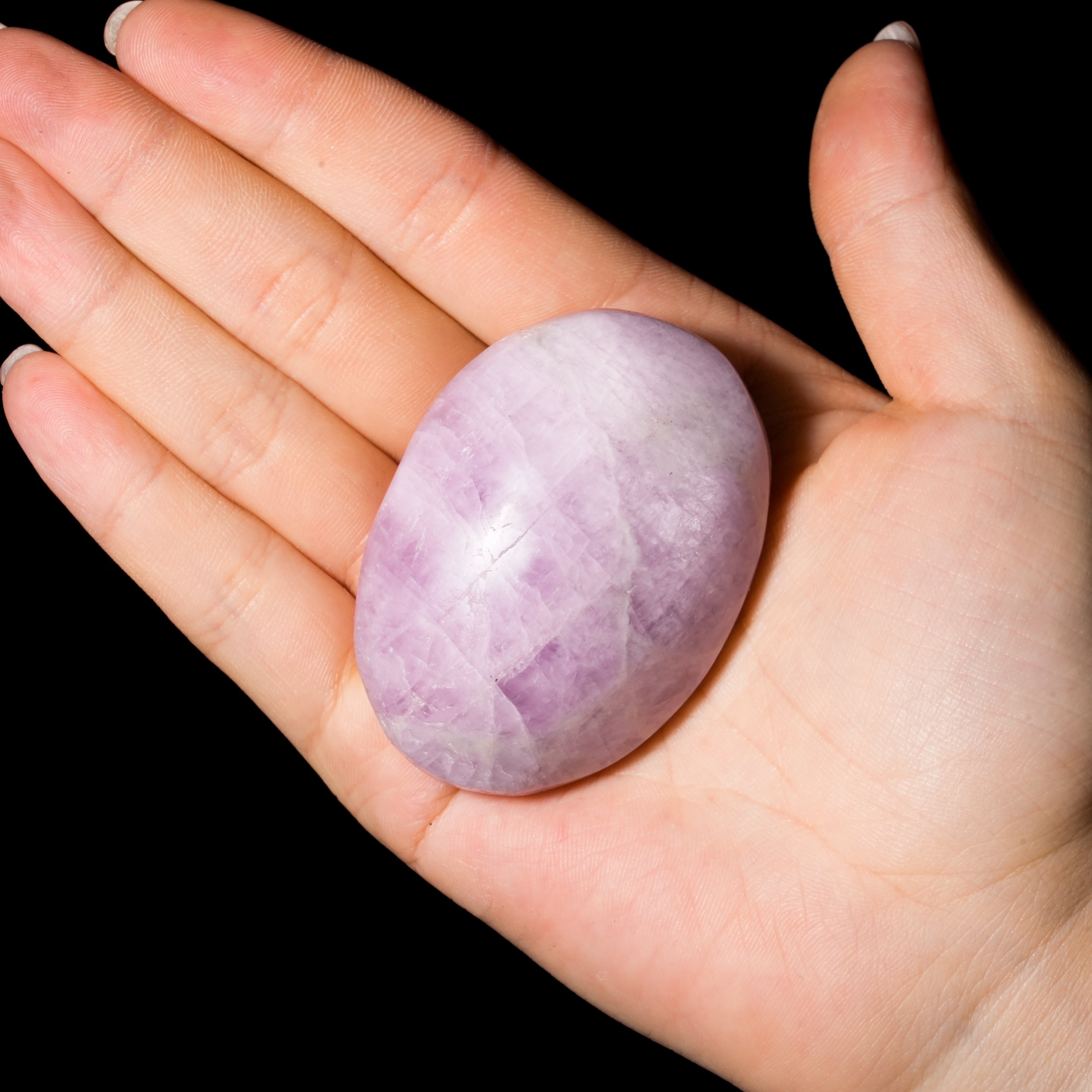 Kunzite Palm Stone-Helmsman Crystal